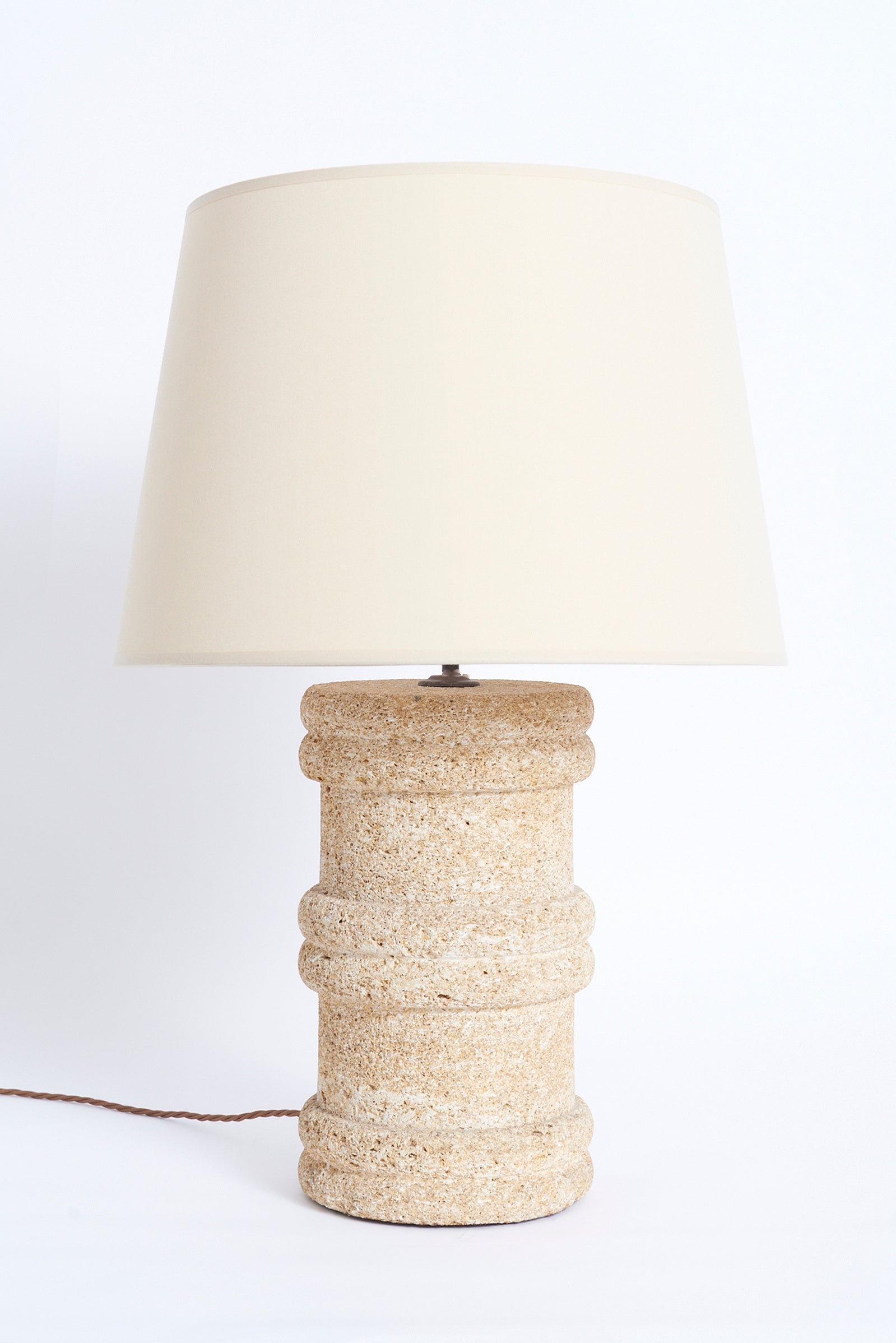 7776- Mid-Century Carved Stone Table Lamp