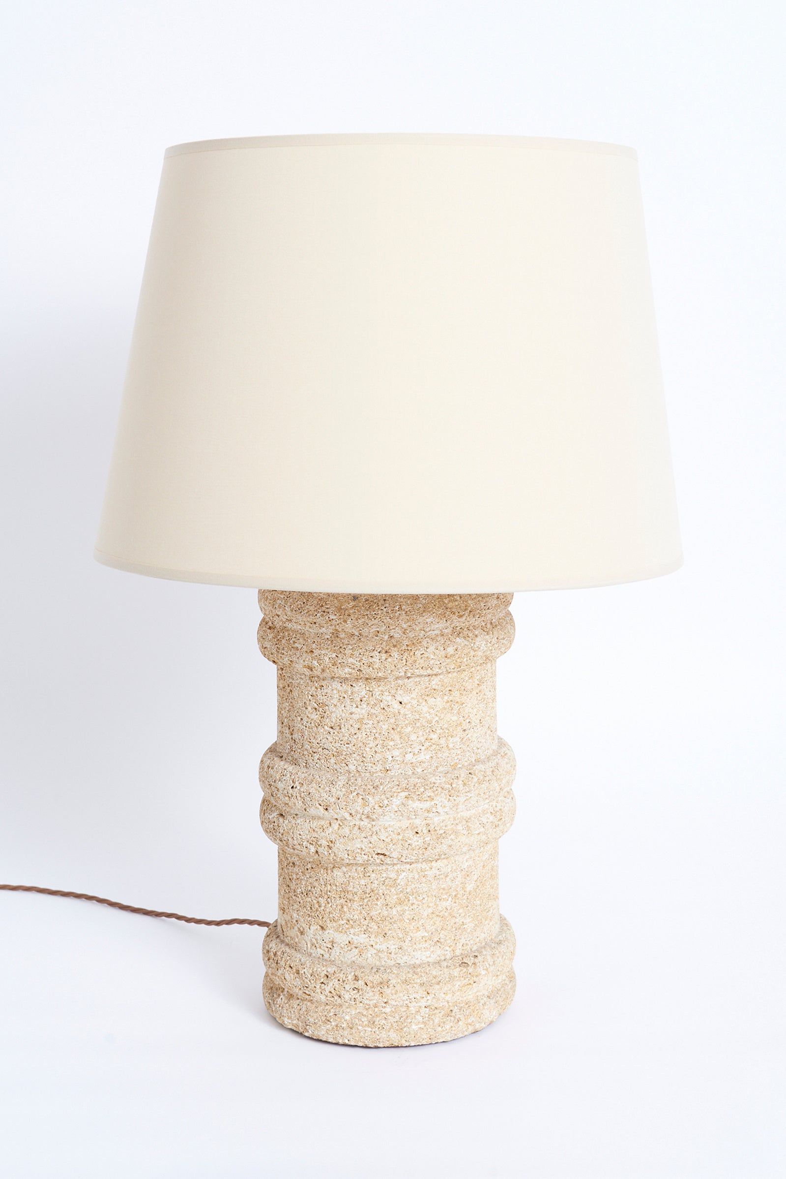 Mid-Century Carved Stone Table Lamp