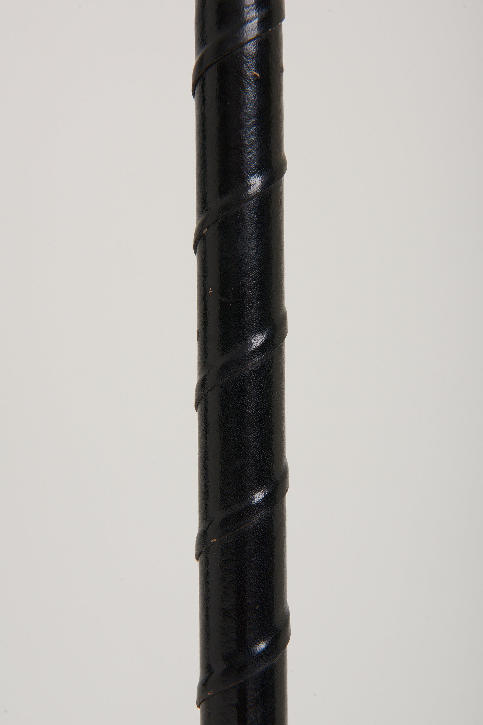 Mid-Century Black Leather and Nickel Floor Lamp