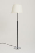 7814- Mid-Century Black Leather and Nickel Floor Lamp