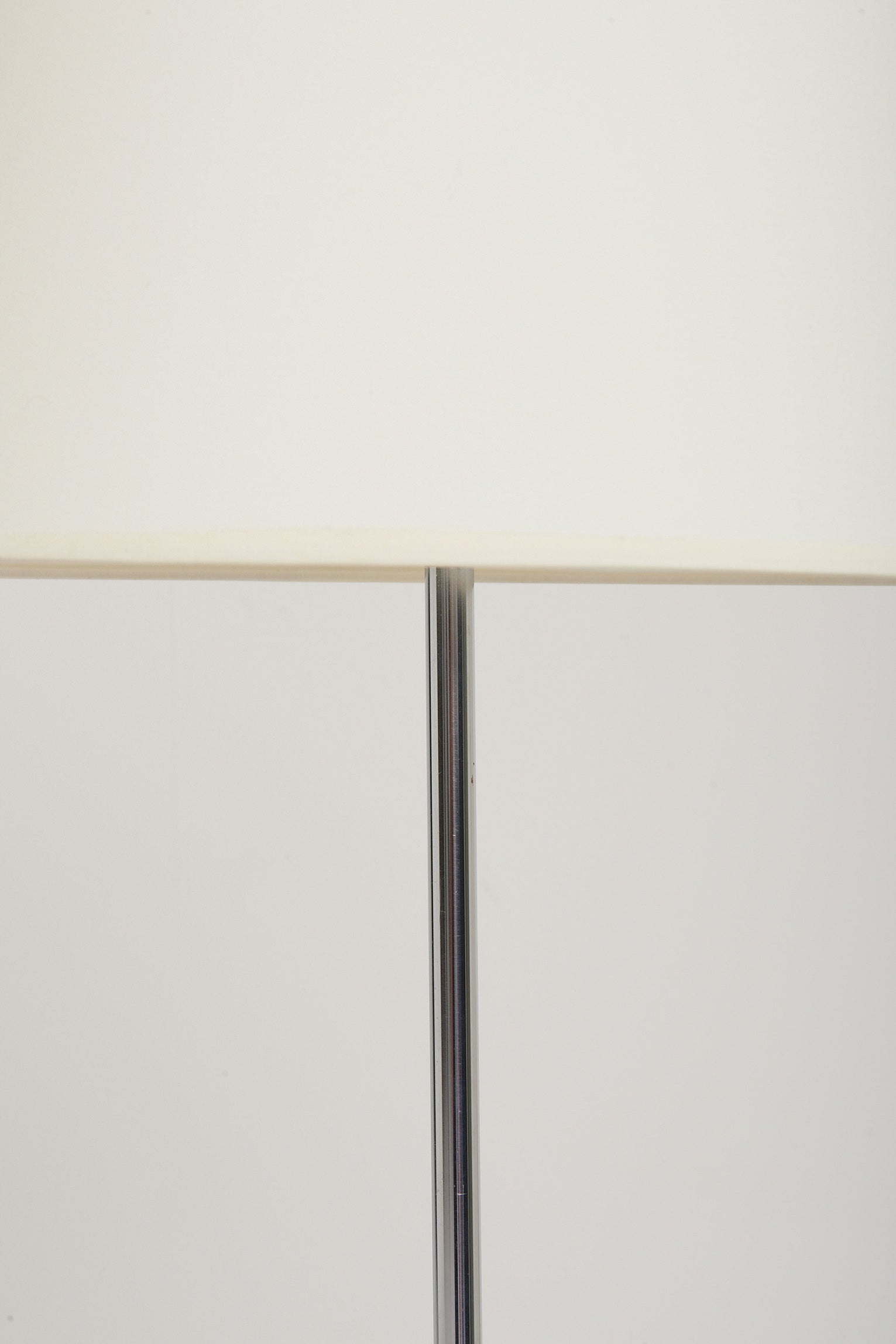 Mid-Century Black Leather and Nickel Floor Lamp