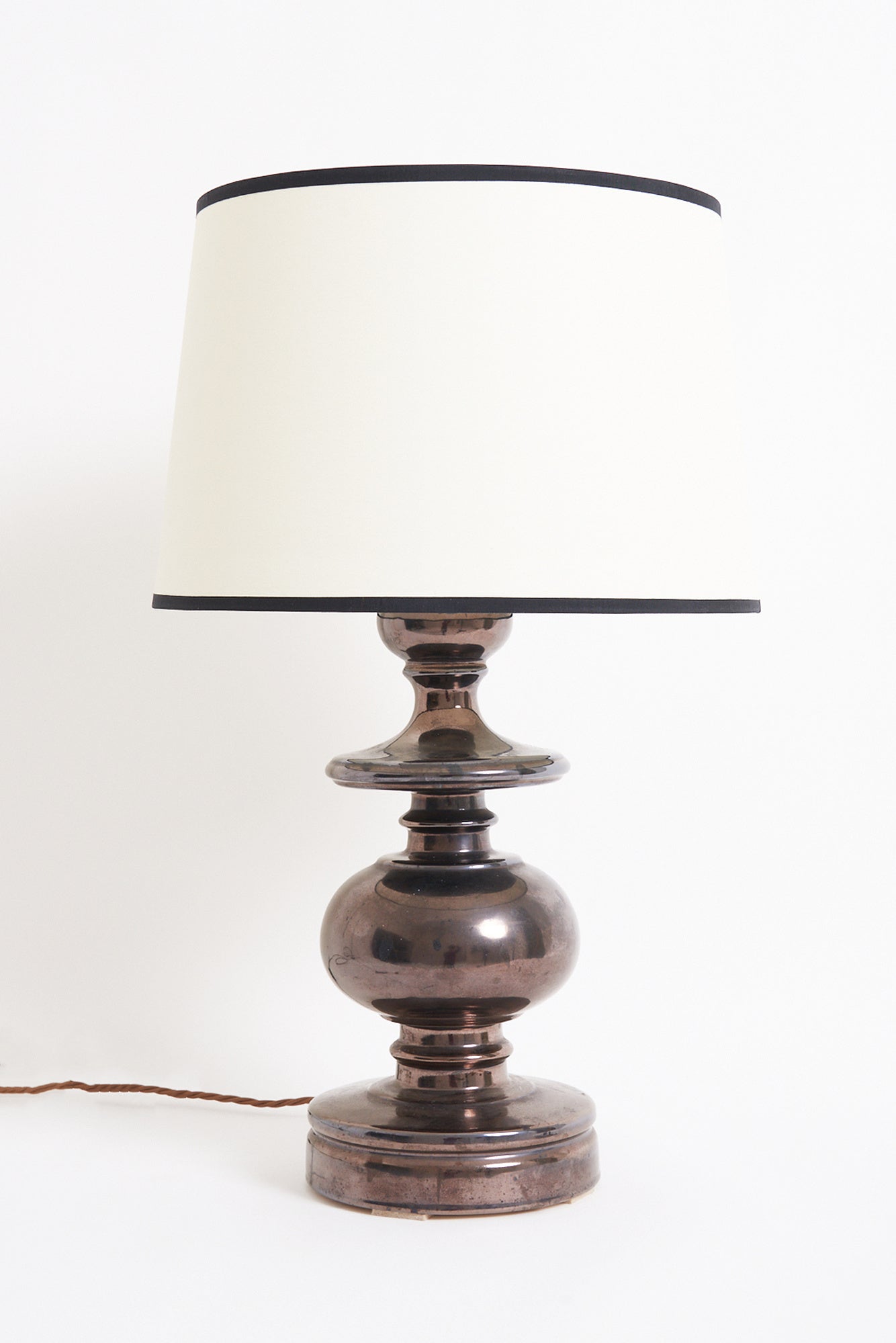 7824- Mid-Century Black Ceramic Table Lamp