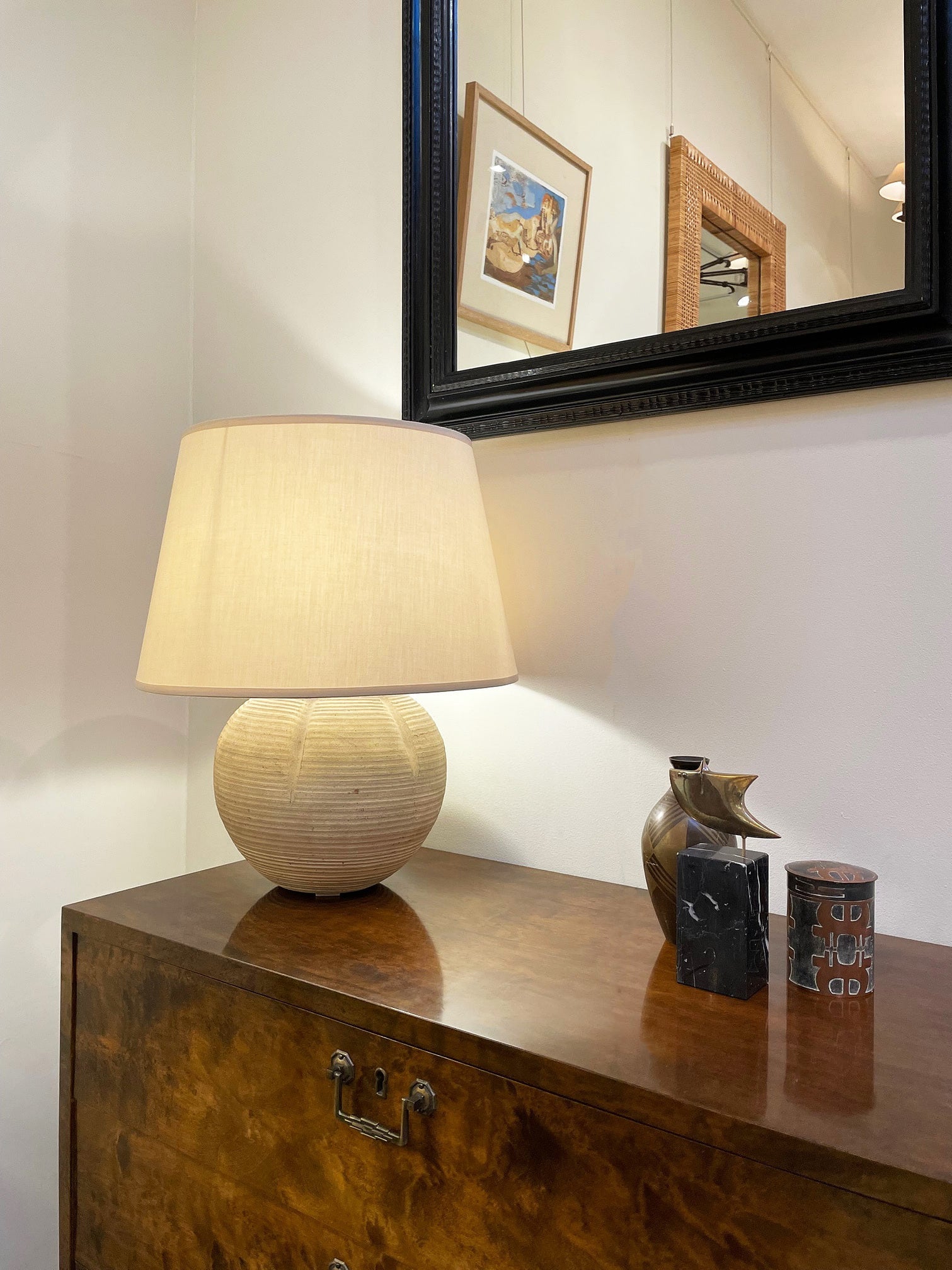 Art Deco Chamotte Ceramic Table Lamp