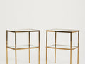 7682- Pair of Mid-Century Brass Two-Tier Side Tables
