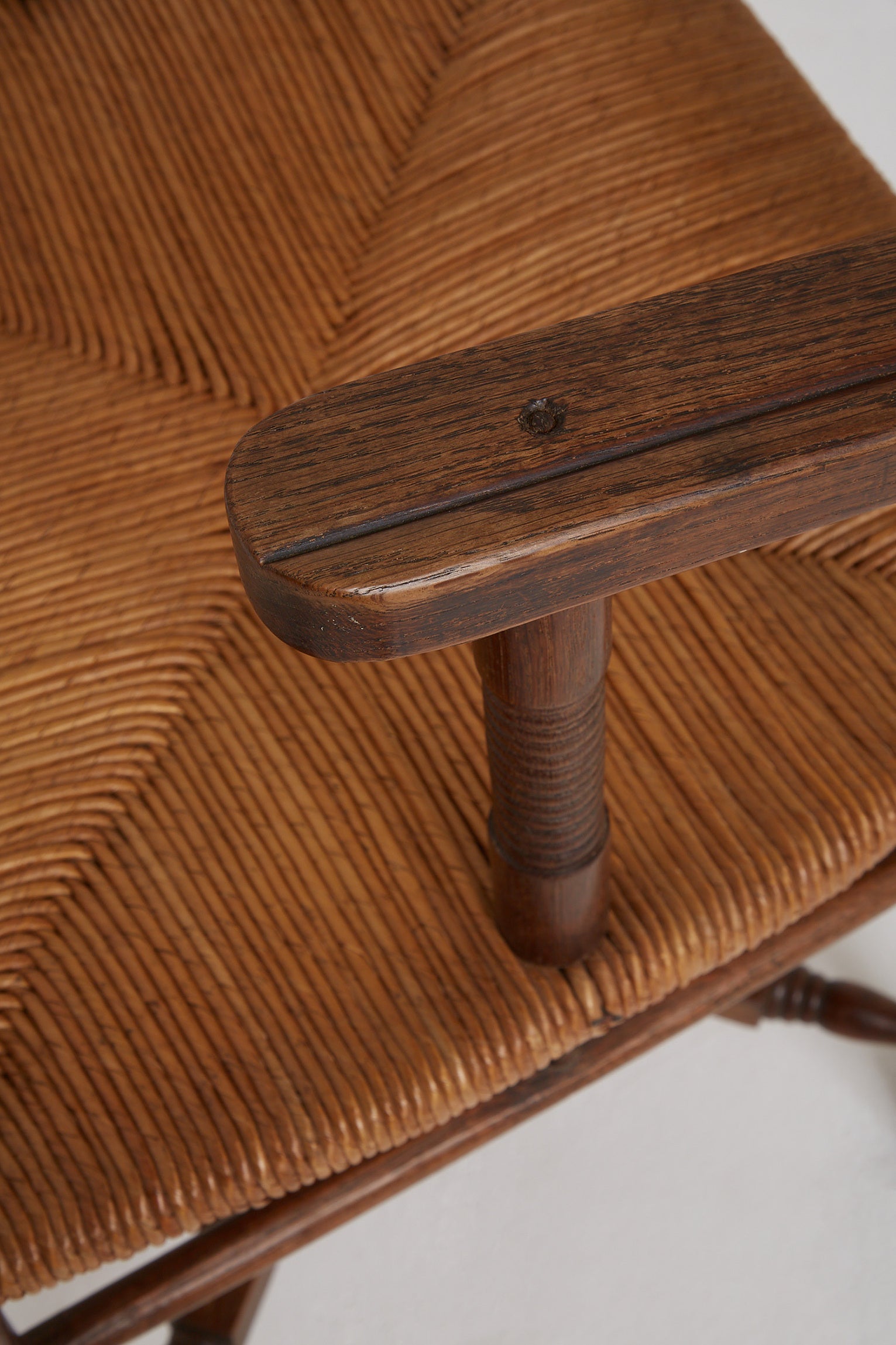 Pair of Oak and Straw Armchairs by Charles Dudouyt