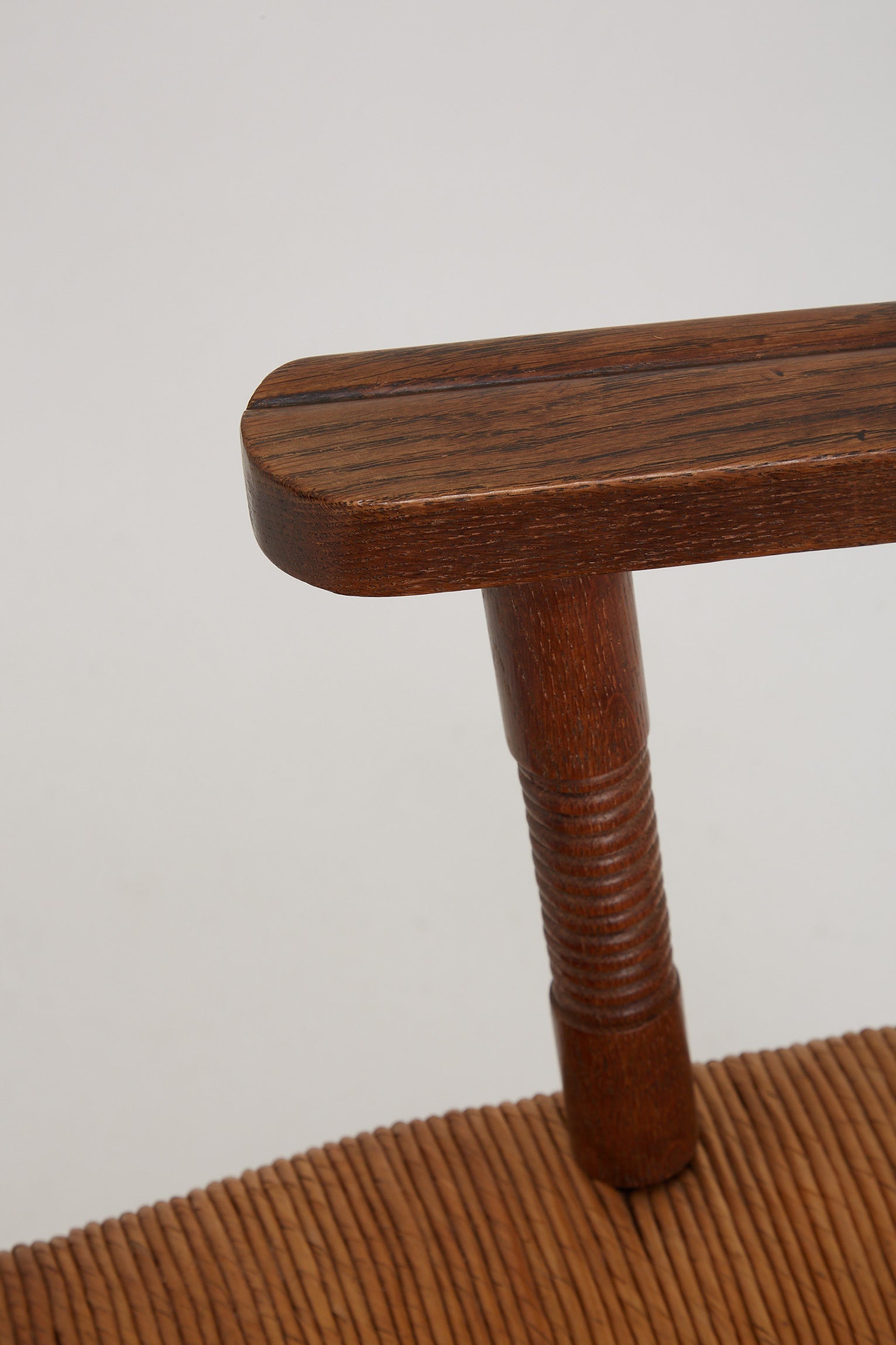 Pair of Oak and Straw Armchairs by Charles Dudouyt