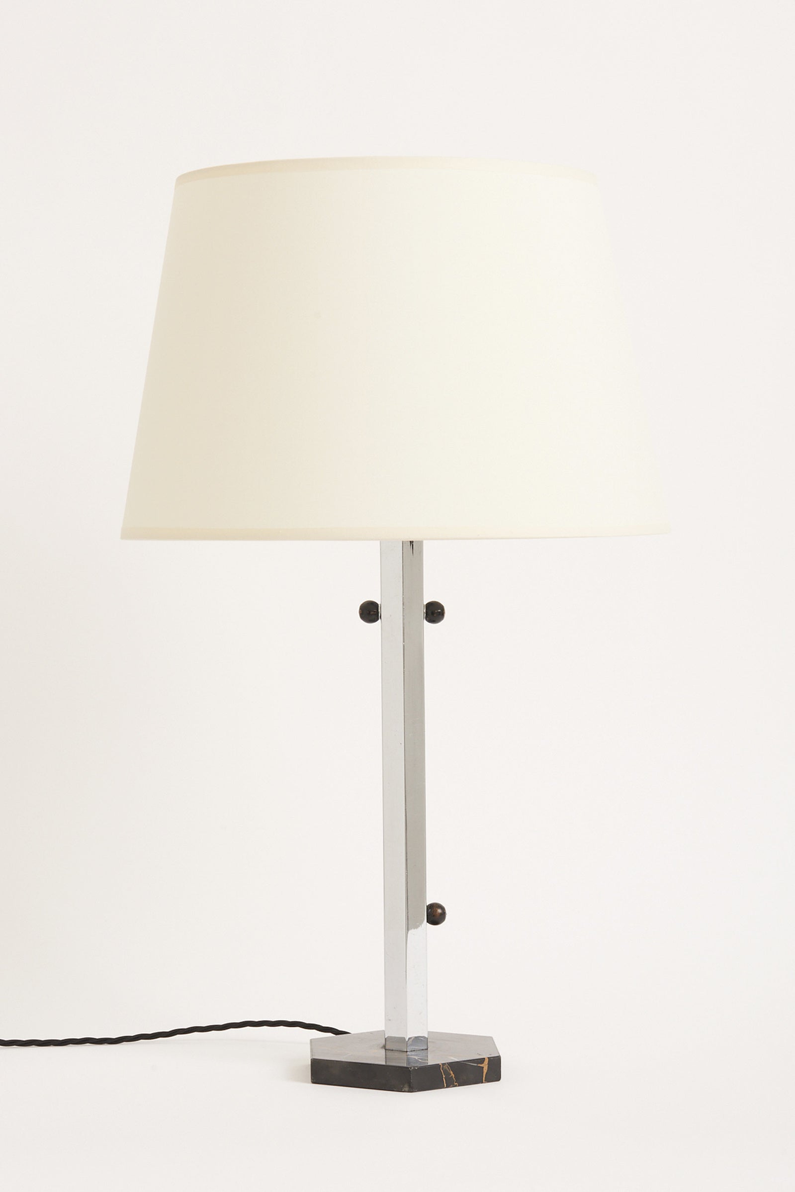 7869- Art Deco Nickel and Marble Table Lamp