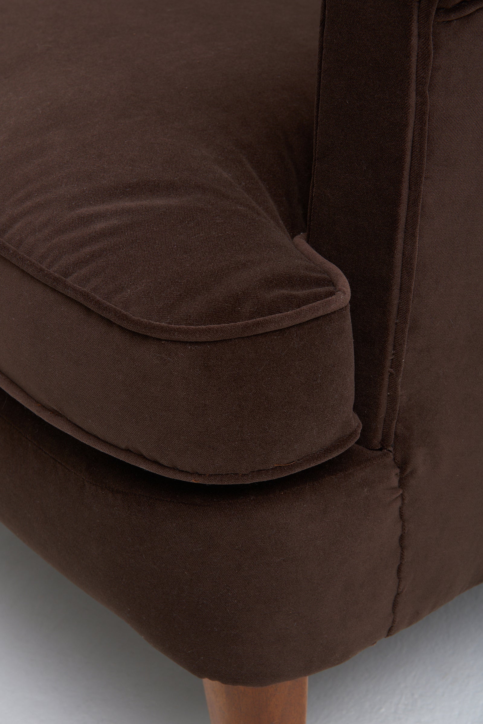 Mid-Century Brown Velvet Sofa