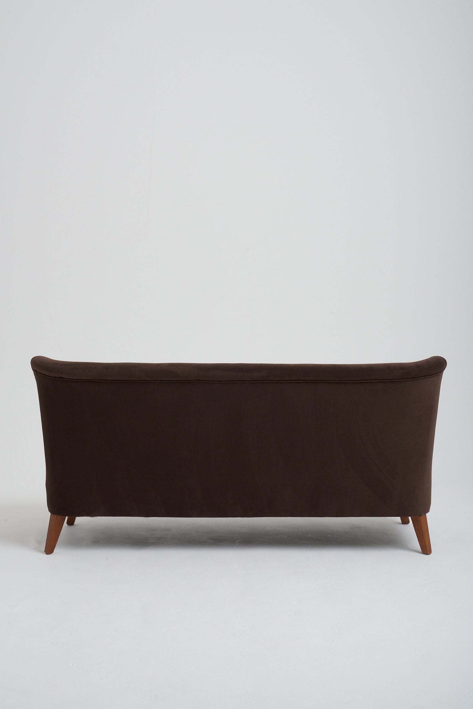 Mid-Century Brown Velvet Sofa