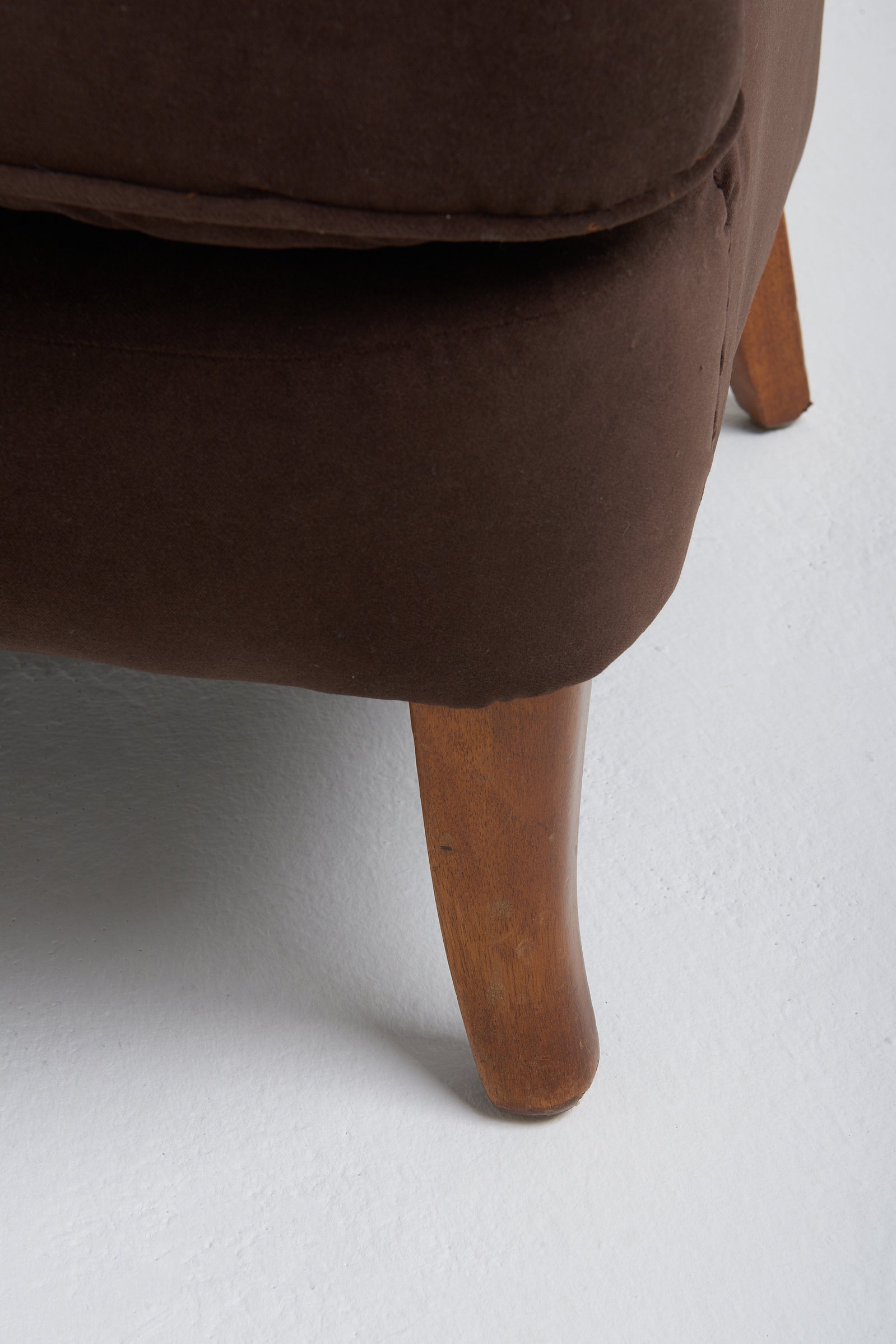 Mid-Century Brown Velvet Sofa