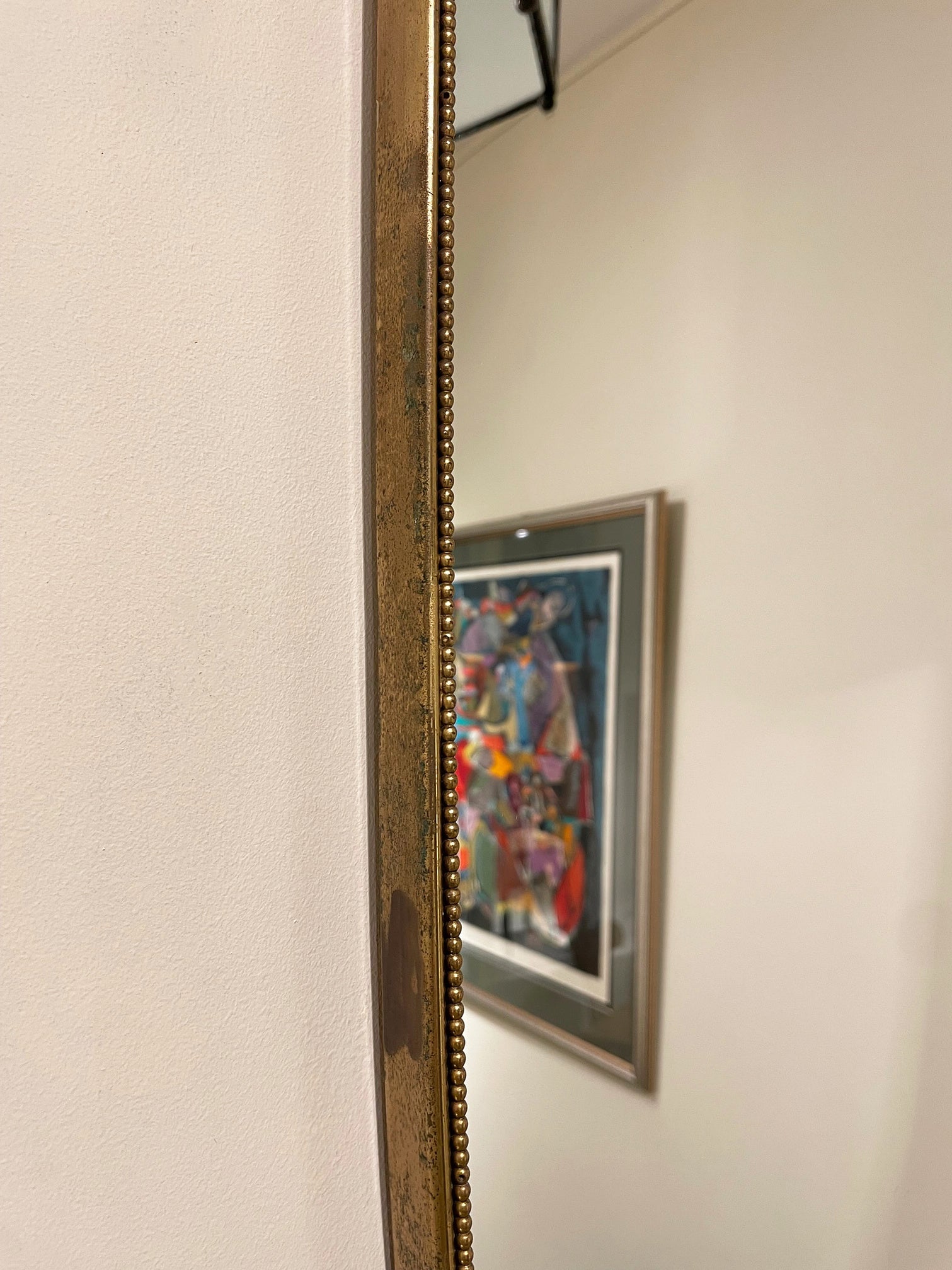 Large 1950s Shield Brass Mirror