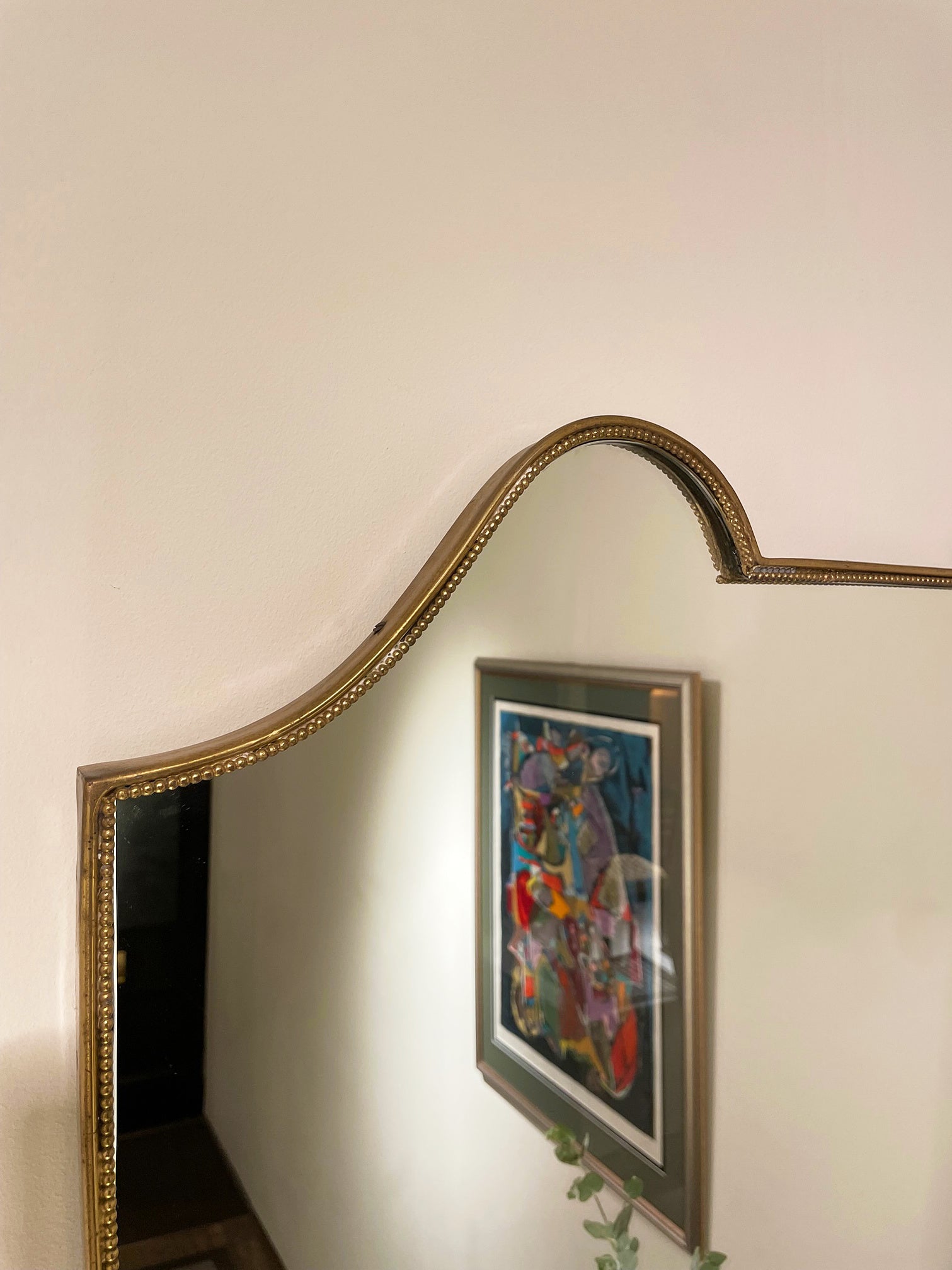 Large 1950s Shield Brass Mirror