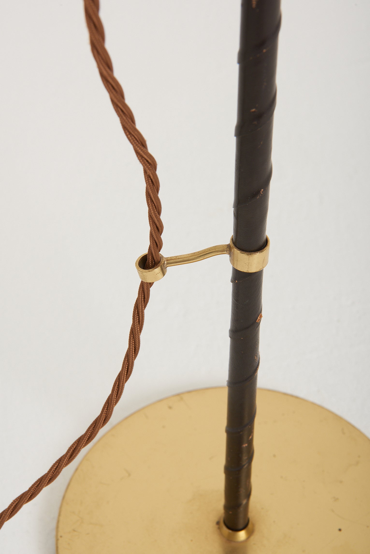 Black Leather and Brass Reading Floor Lamp by Falkenbergs Belysning