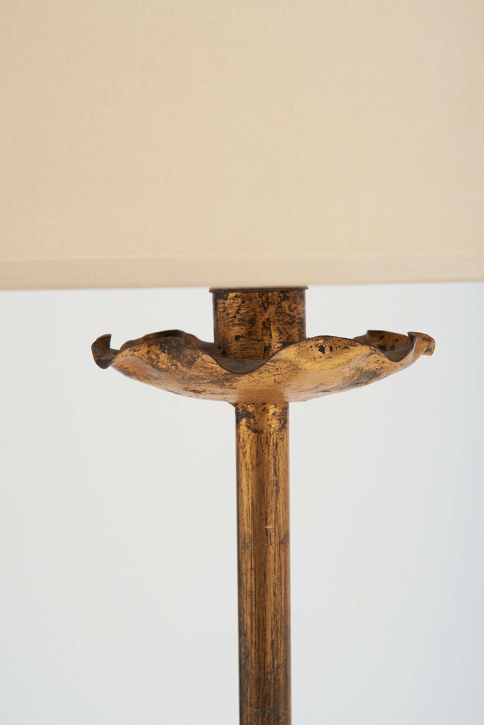 Spanish Mid-Century Gilt Iron Floor Lamp