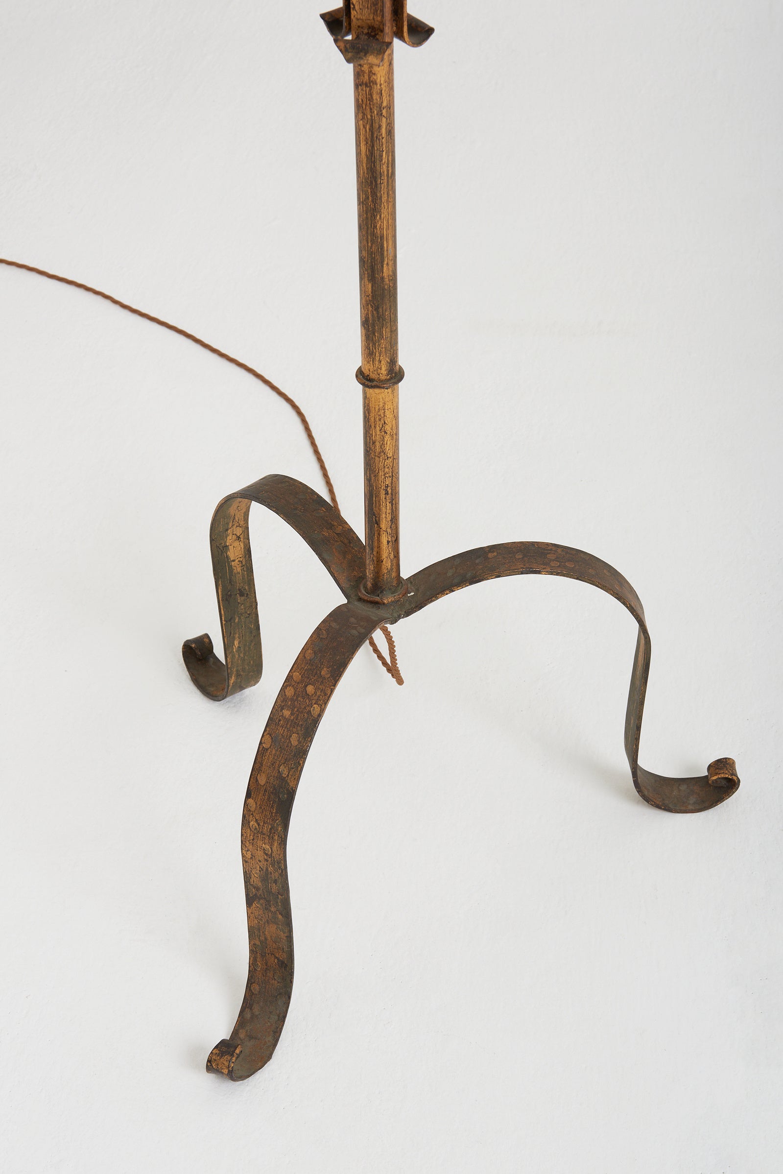 Spanish Mid-Century Gilt Iron Floor Lamp
