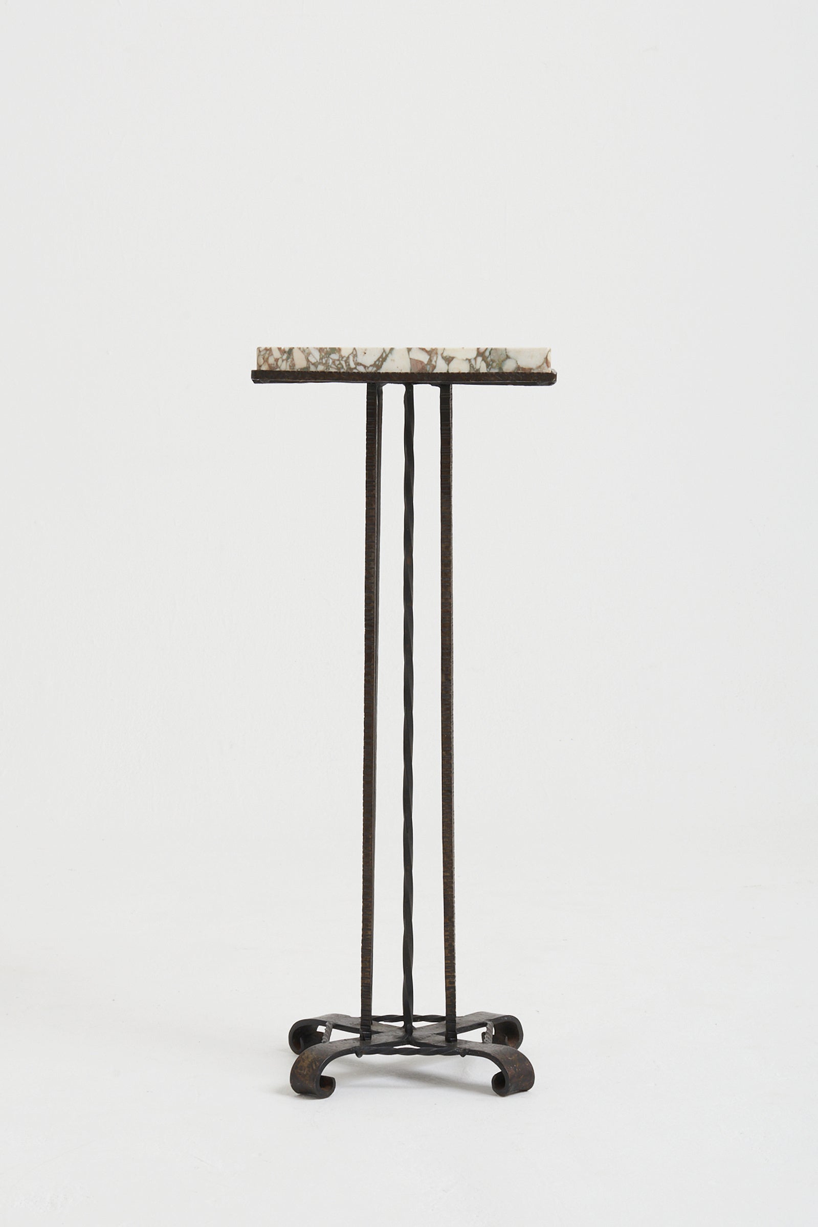 Art Deco Iron and Marble Tall Side Table or Pedestal