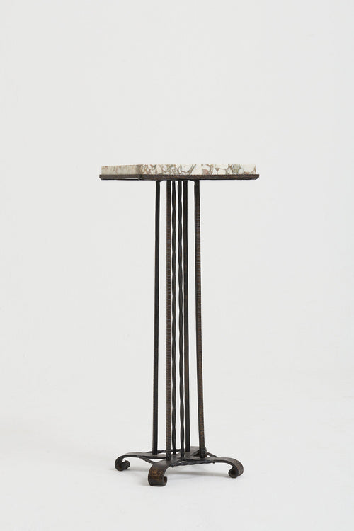 Art Deco Iron and Marble Tall Side Table or Pedestal