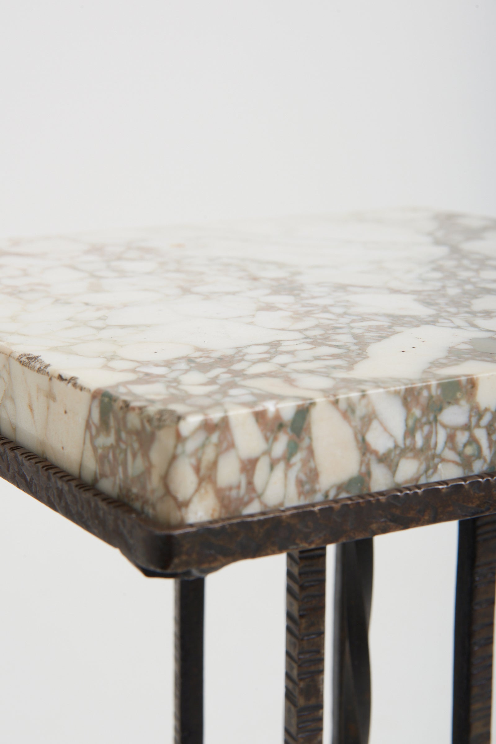 Art Deco Iron and Marble Tall Side Table or Pedestal