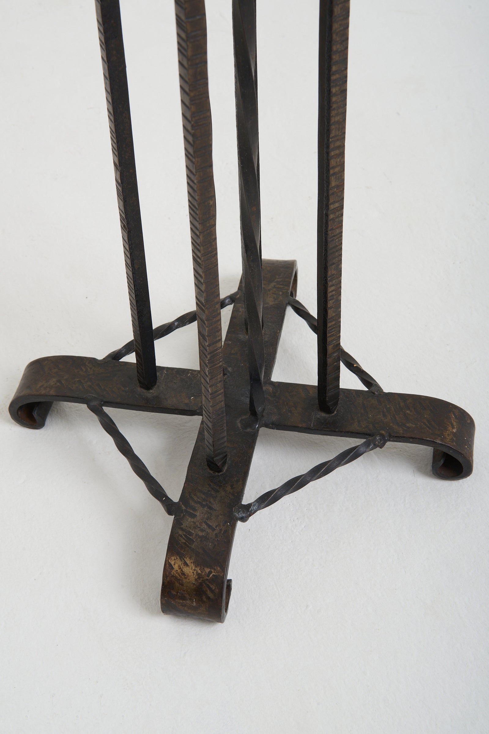 Art Deco Iron and Marble Tall Side Table or Pedestal