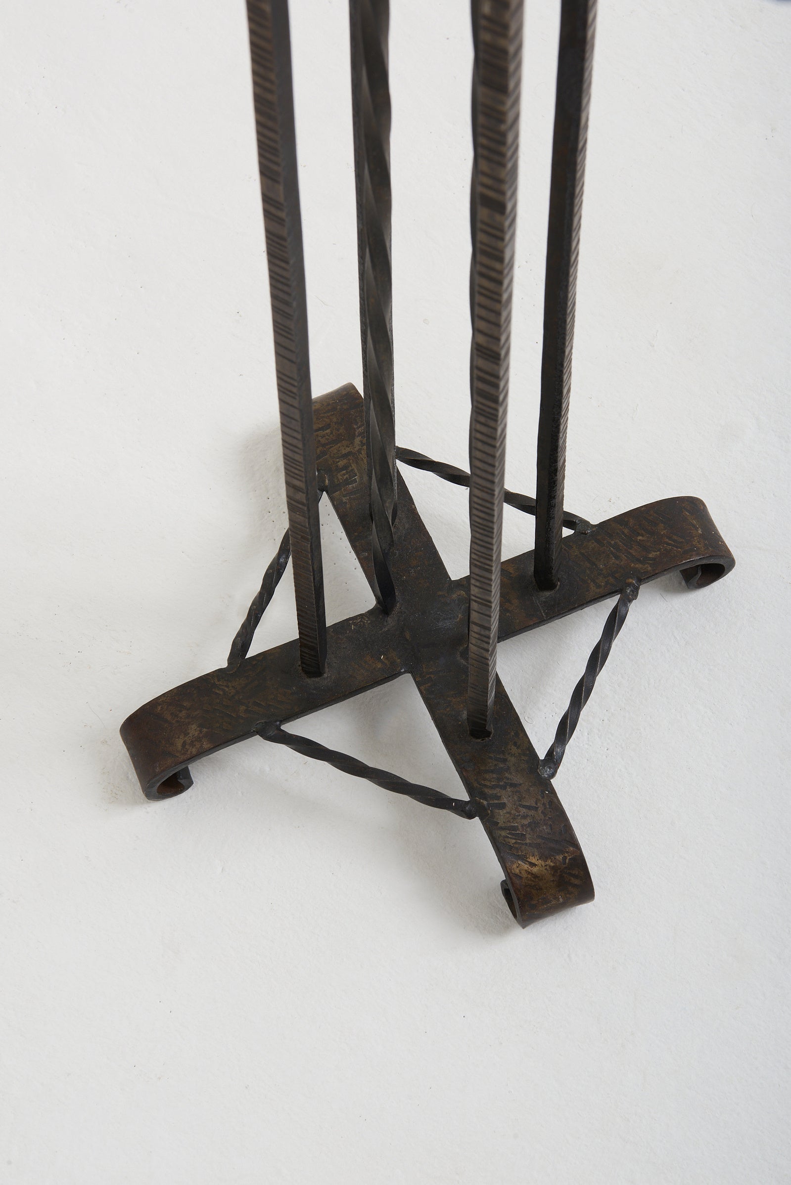 Art Deco Iron and Marble Tall Side Table or Pedestal
