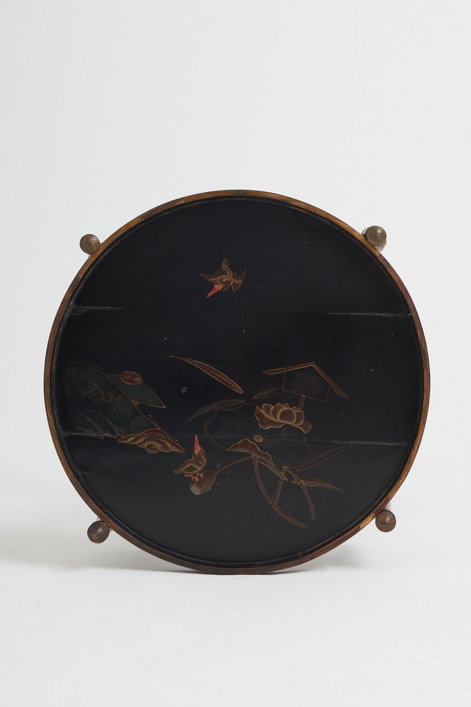 Japanese Lacquer and Bamboo Side Table