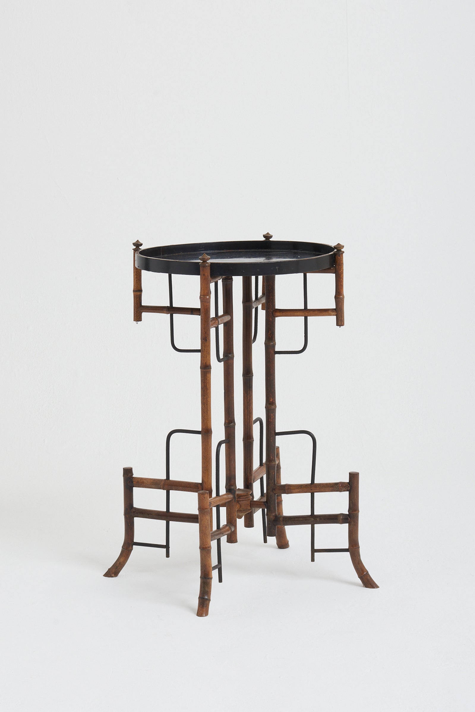 7920-  Japanese Lacquer and Bamboo Side Table