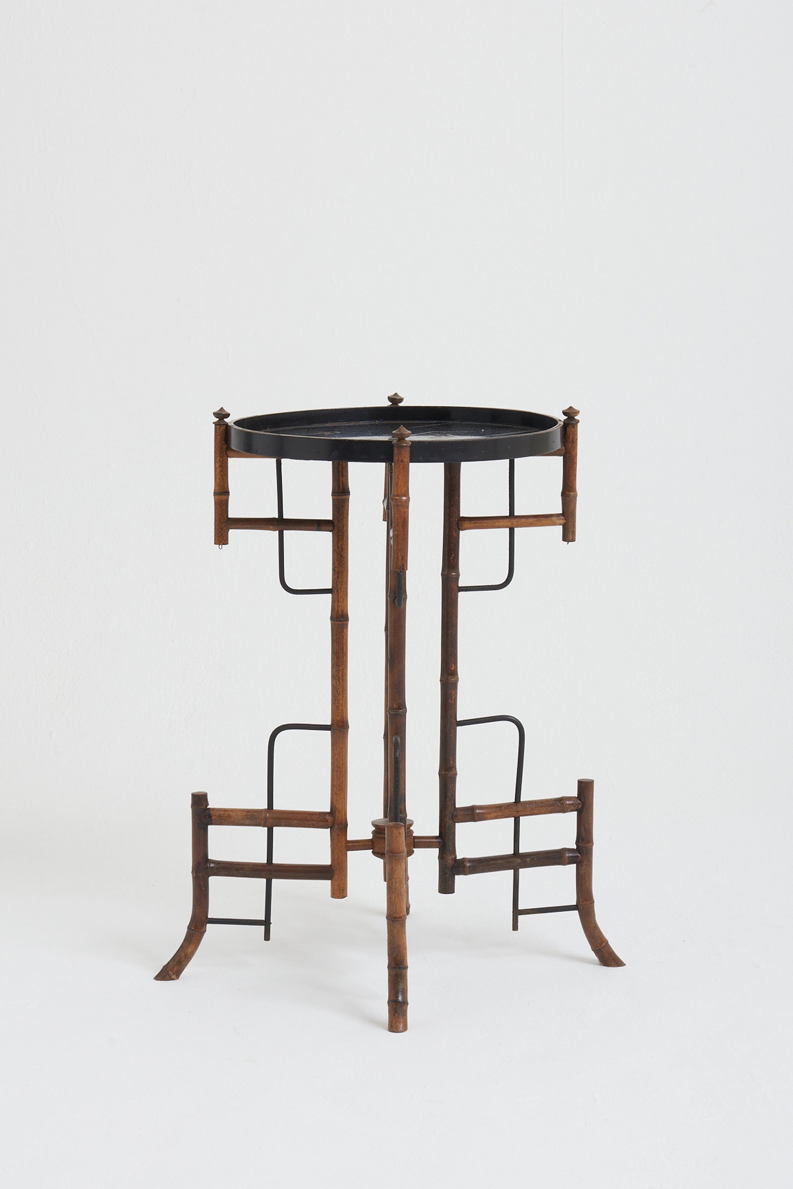 Japanese Lacquer and Bamboo Side Table