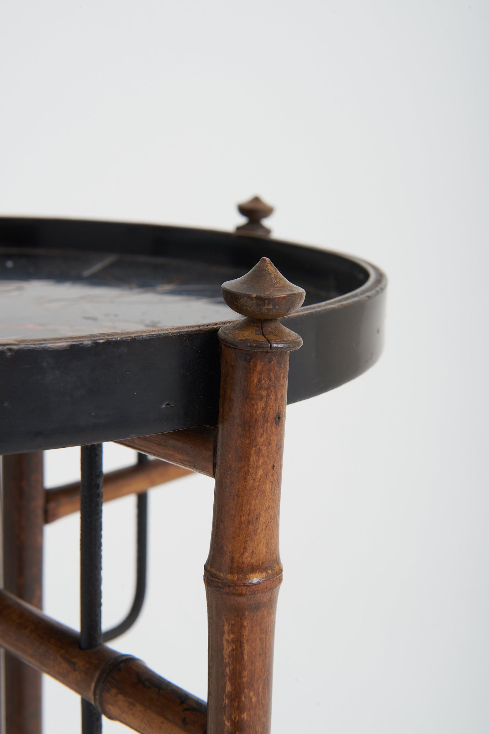 Japanese Lacquer and Bamboo Side Table