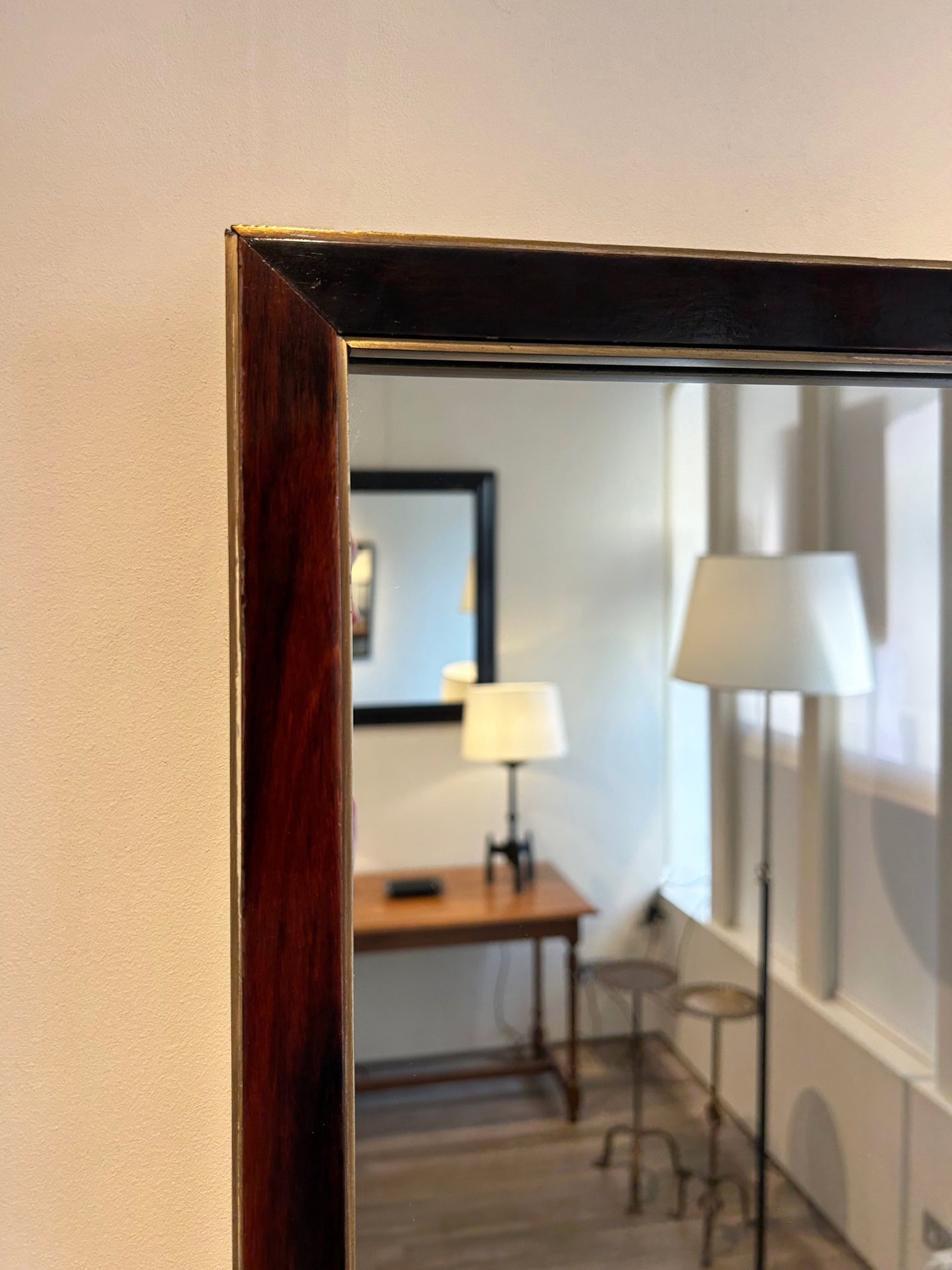 Art Deco Rosewood and Bronze Mirror