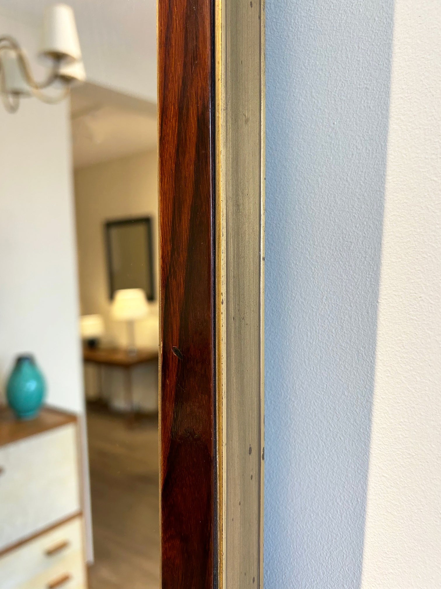 Art Deco Rosewood and Bronze Mirror