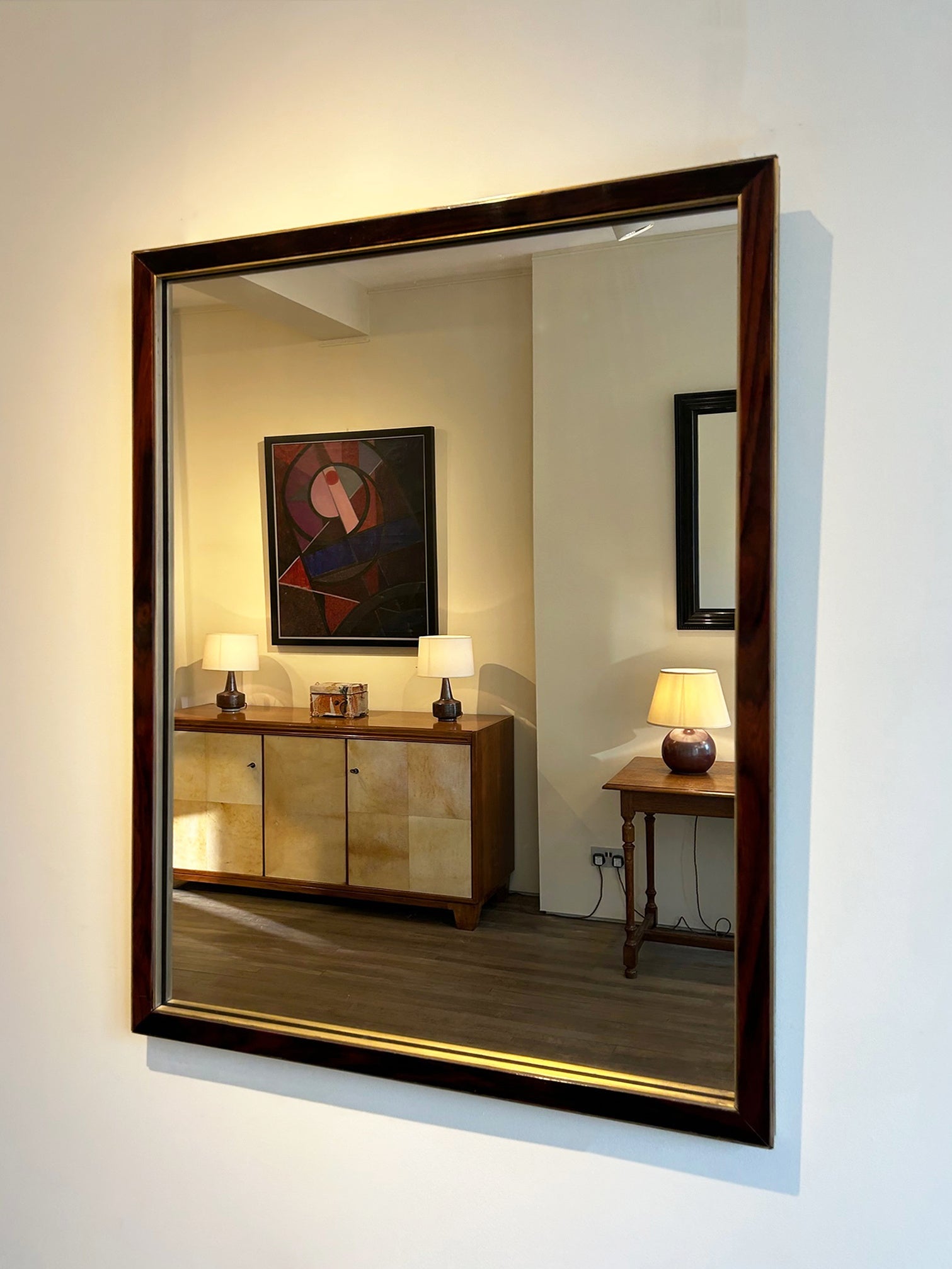 Art Deco Rosewood and Bronze Mirror