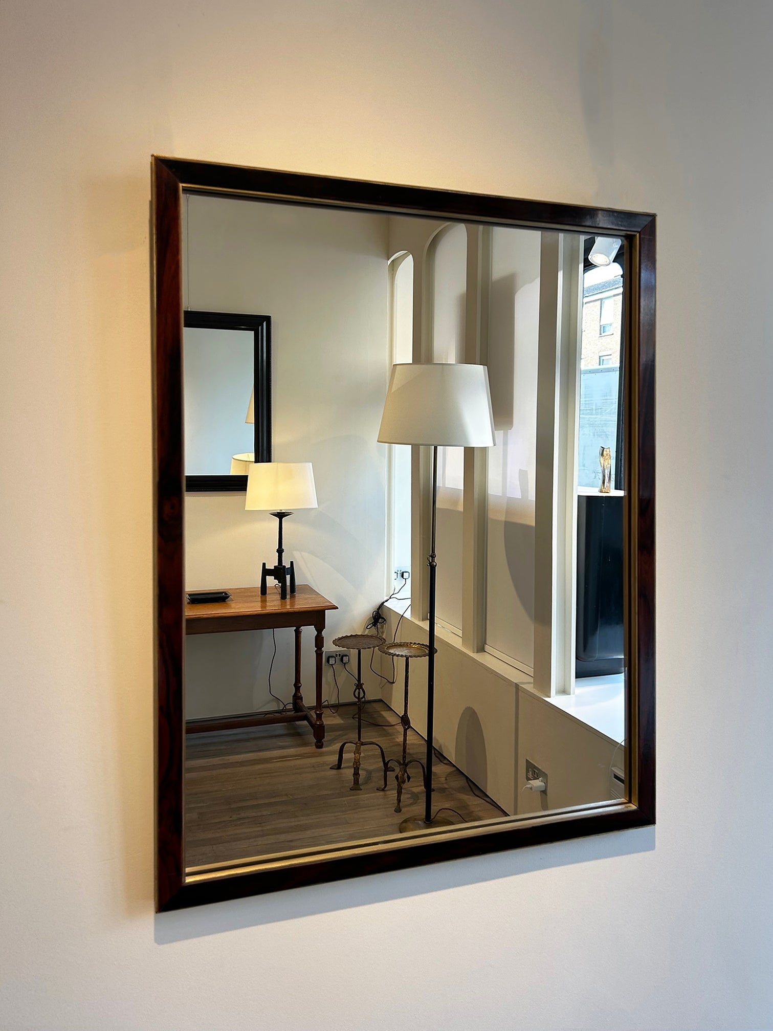 Art Deco Rosewood and Bronze Mirror