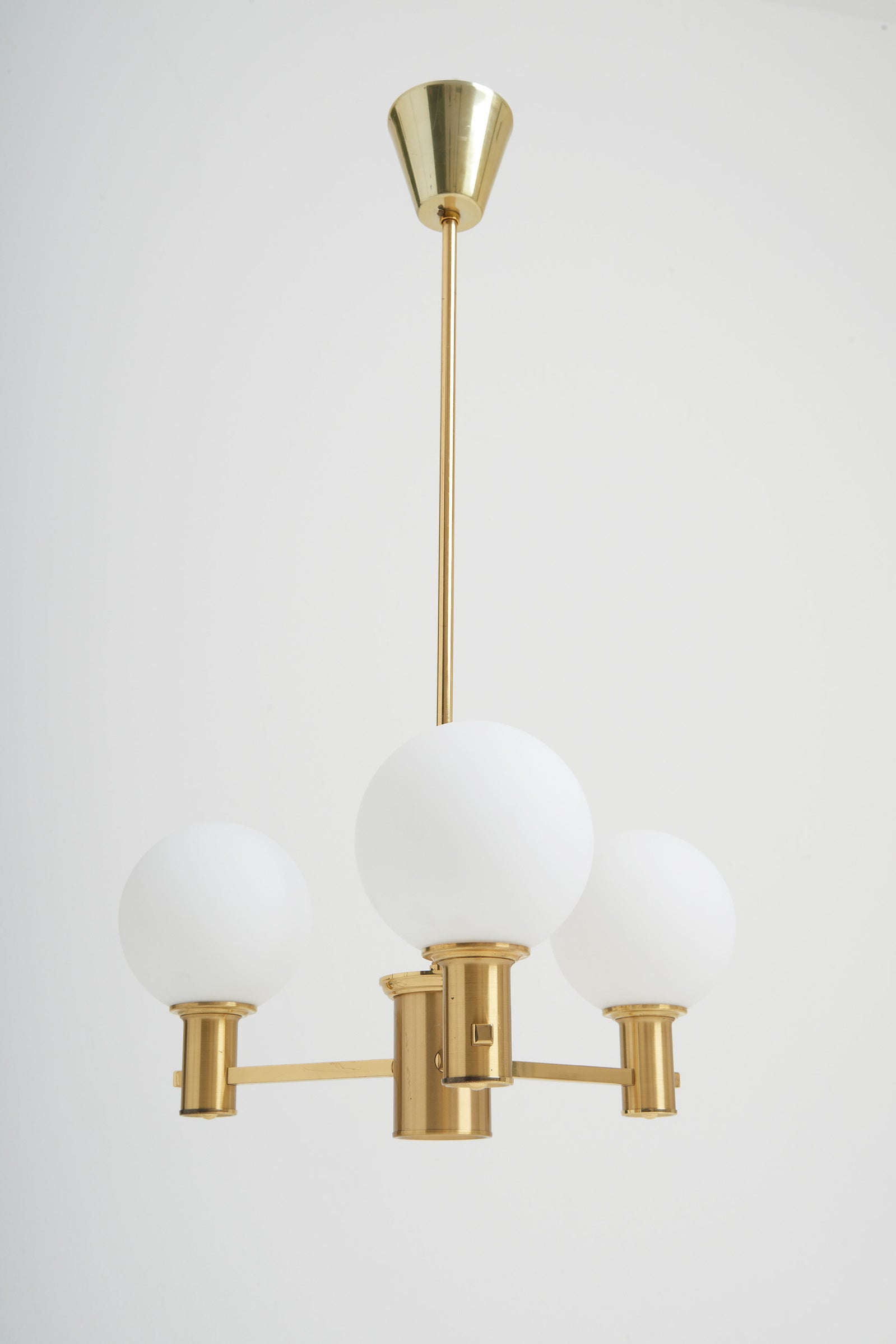 Pair of Brass and Glass Ceiling Lights by Erik Wärnå