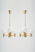 7951- Pair of Brass and Glass Ceiling Lights by Erik Wärnå