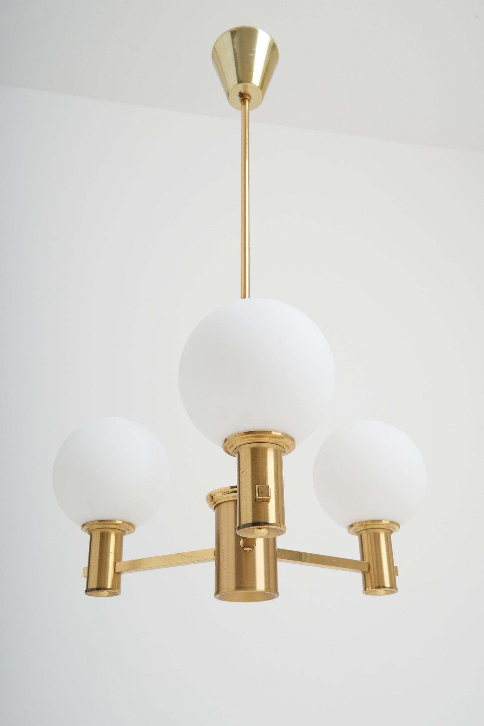 Pair of Brass and Glass Ceiling Lights by Erik Wärnå