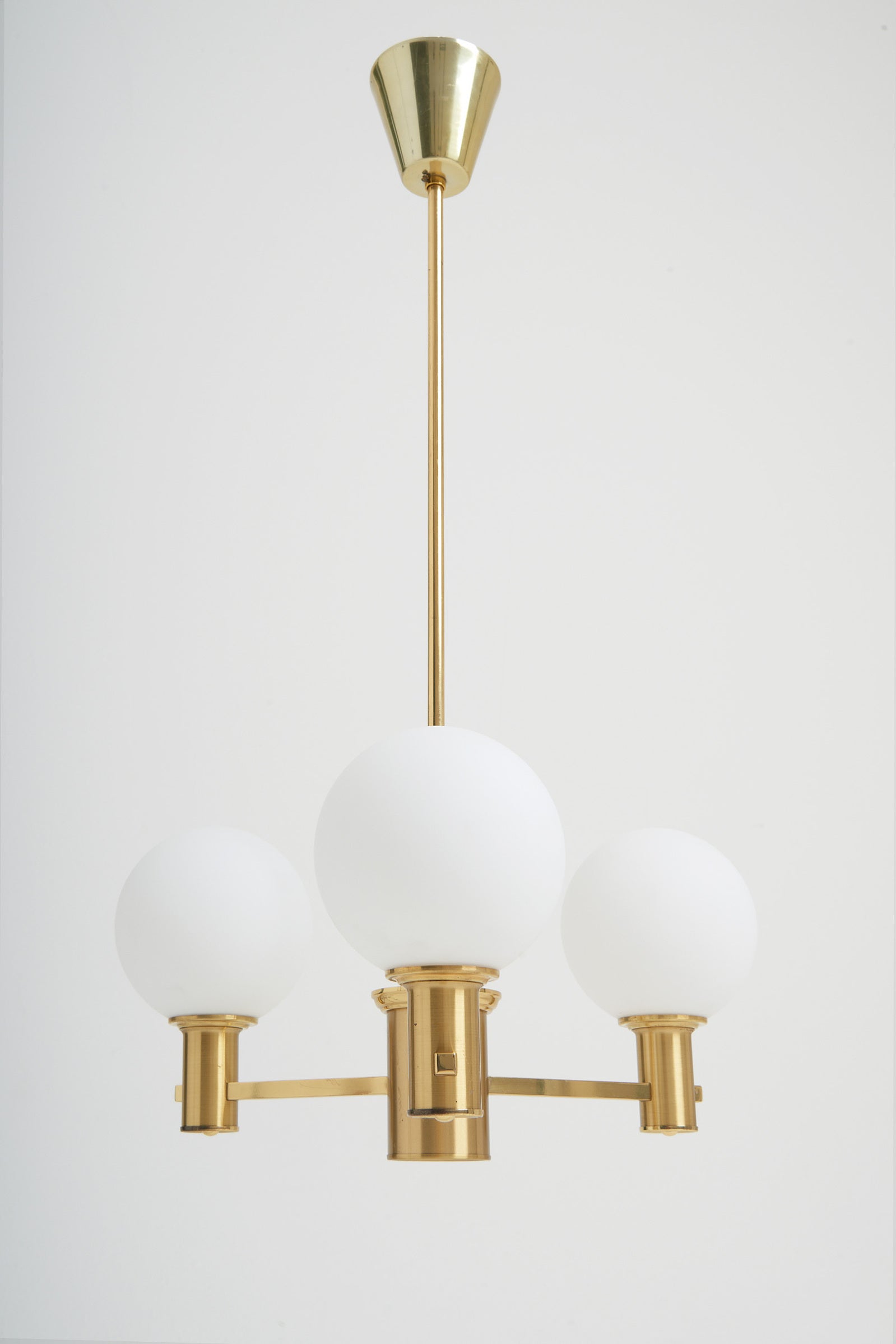 Pair of Brass and Glass Ceiling Lights by Erik Wärnå