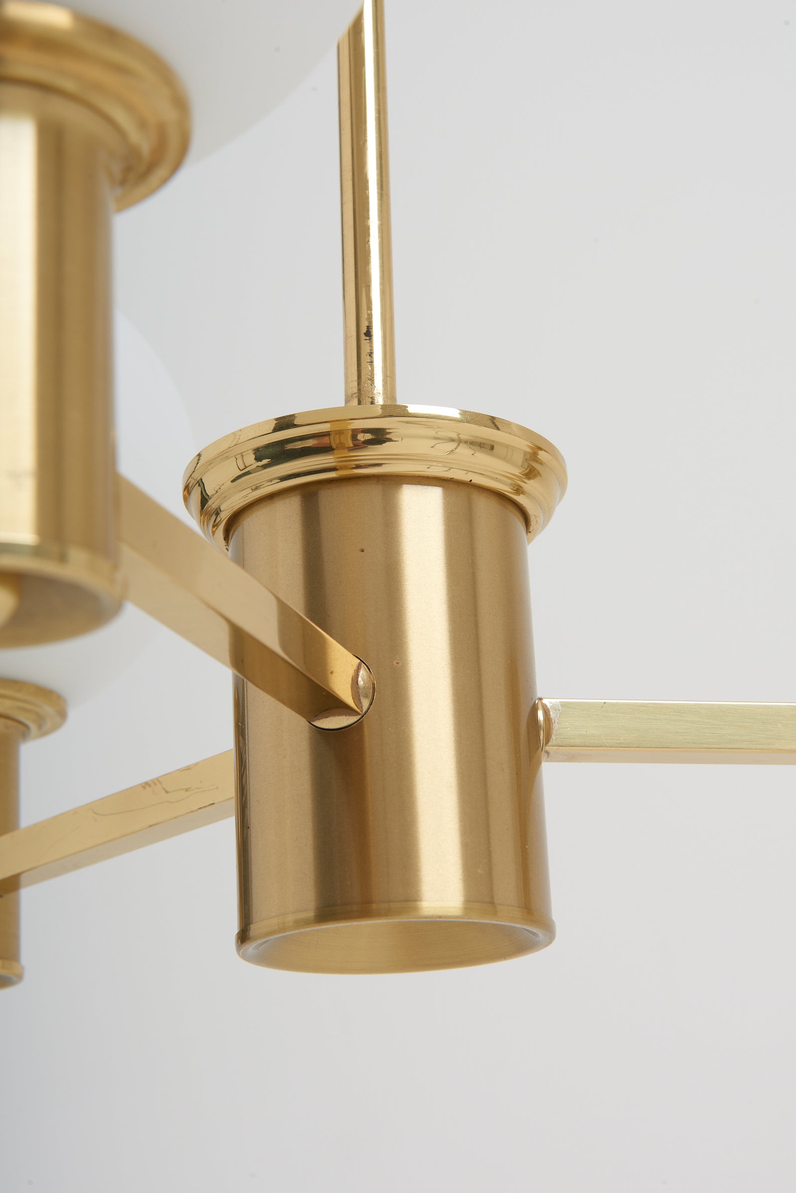 Pair of Brass and Glass Ceiling Lights by Erik Wärnå