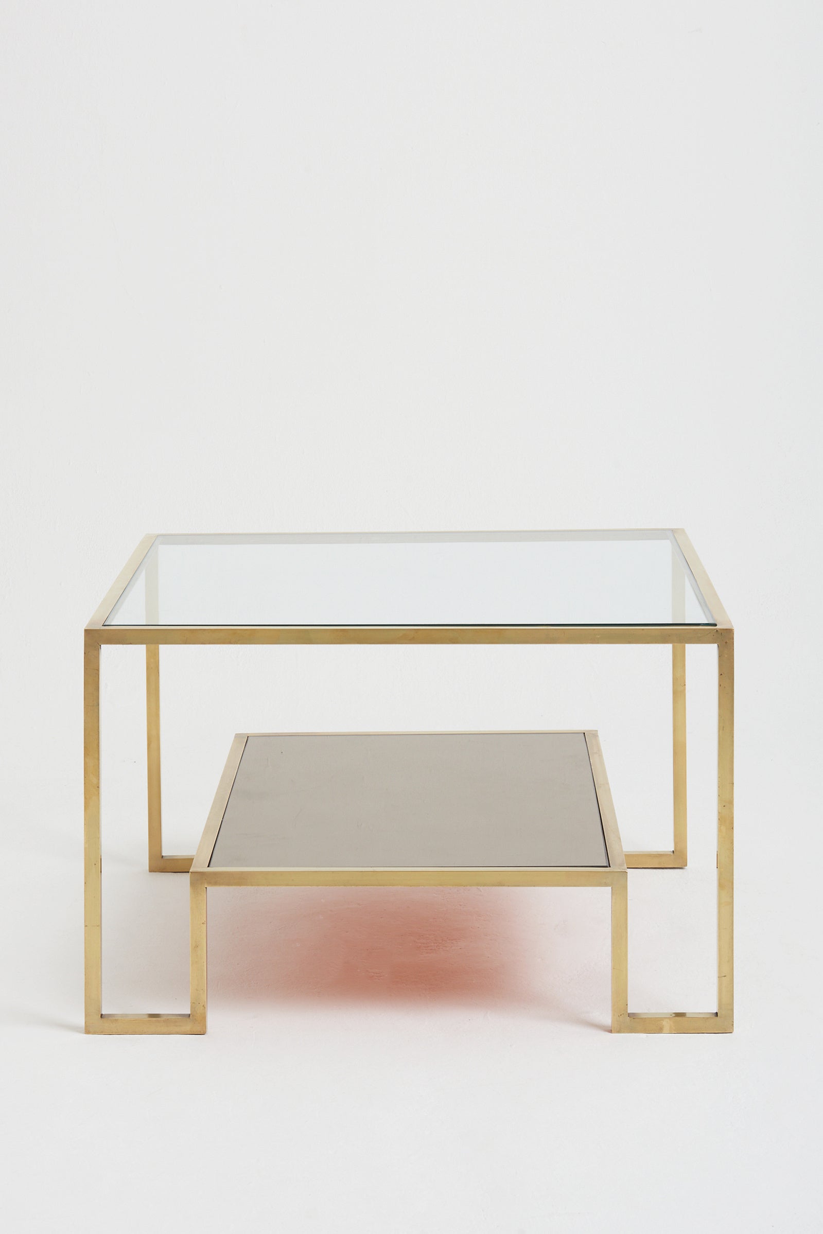 Mid-Century Brass Square Coffee Table