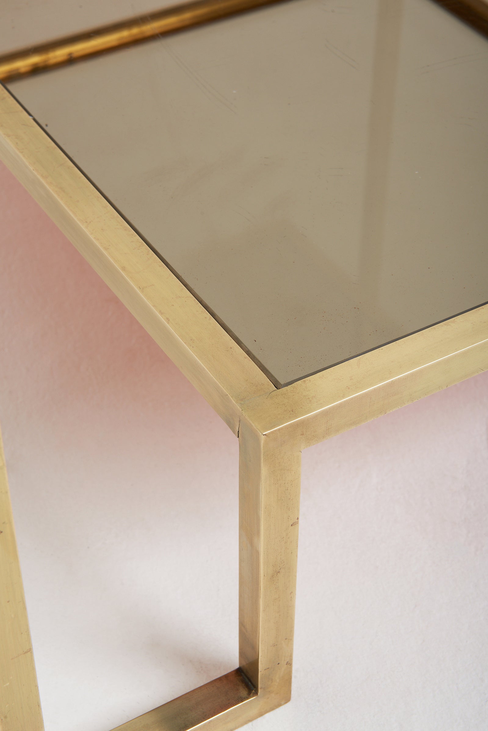 Mid-Century Brass Square Coffee Table