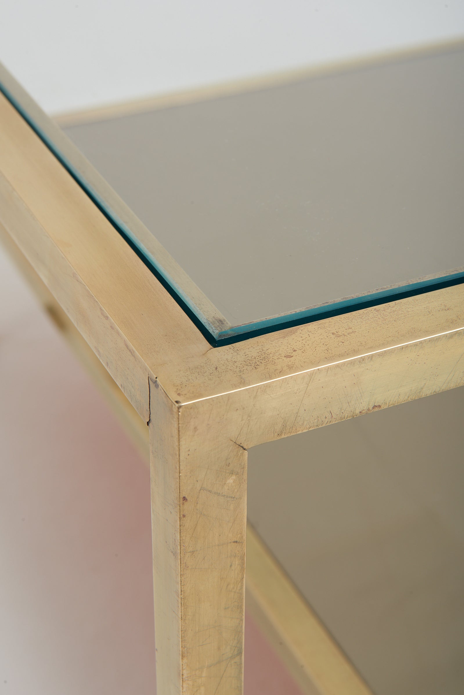 Mid-Century Brass Square Coffee Table