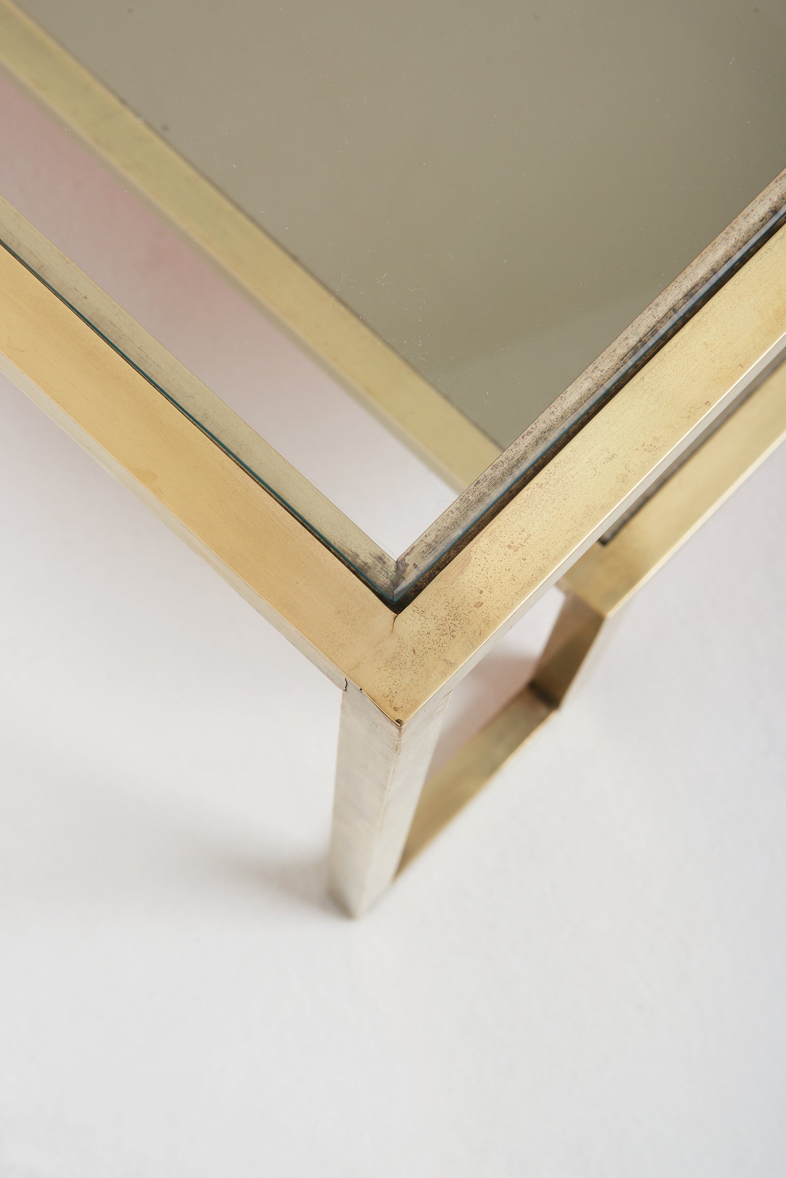 Mid-Century Brass Square Coffee Table
