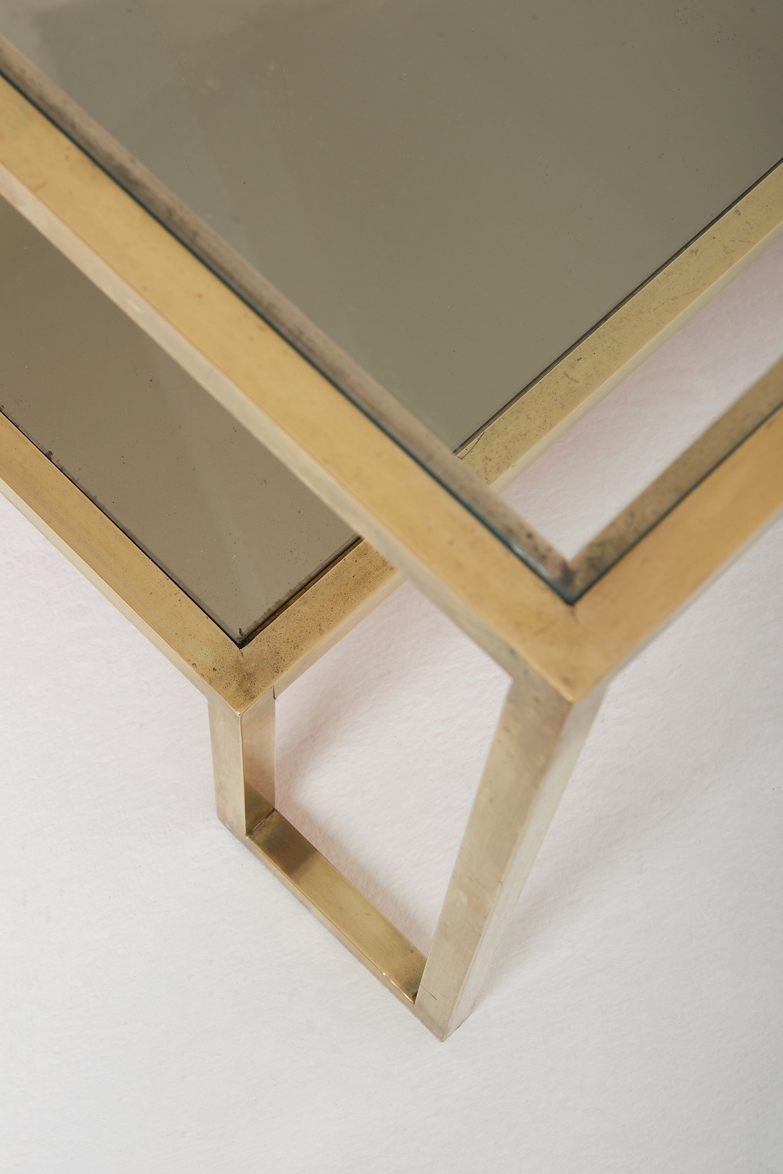 Mid-Century Brass Square Coffee Table