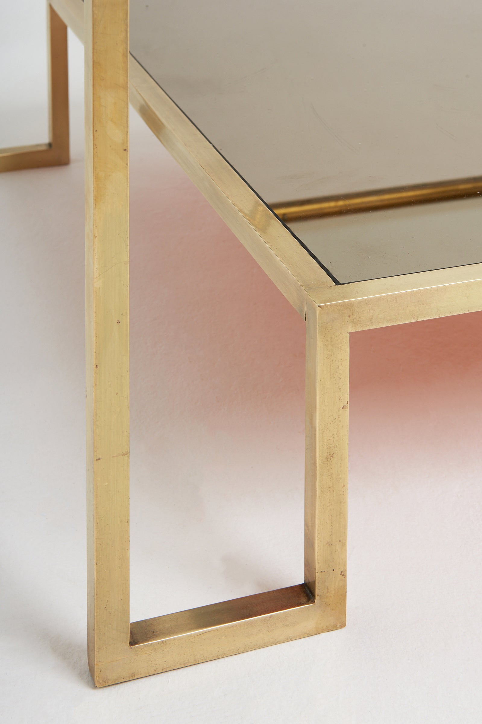Mid-Century Brass Square Coffee Table