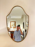 7974- Mid-Century Brass Shield Mirror