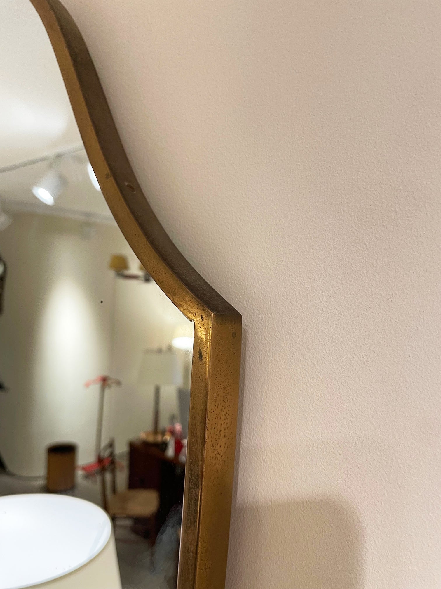 Mid-Century Brass Shield Mirror