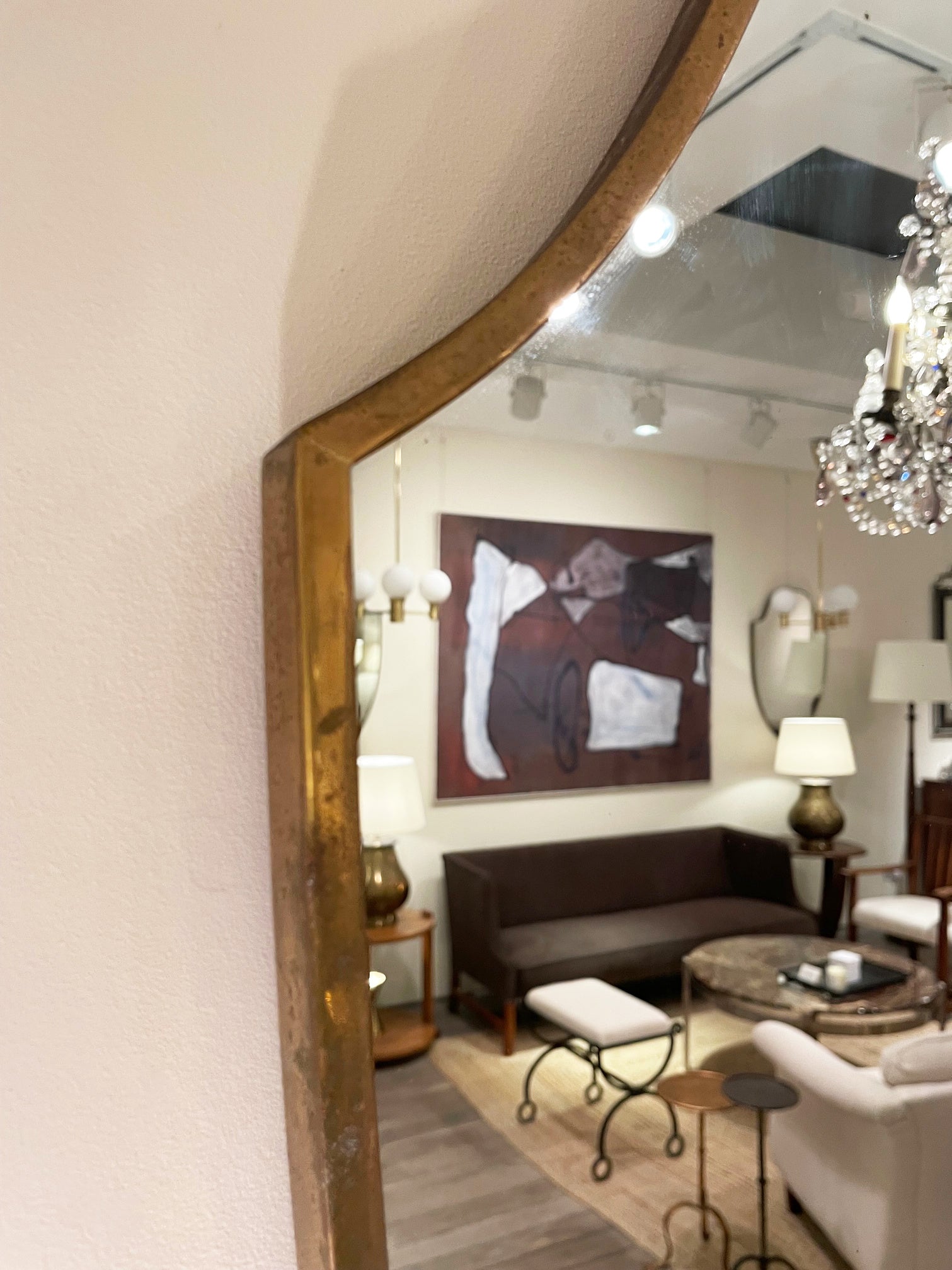 Mid-Century Brass Shield Mirror
