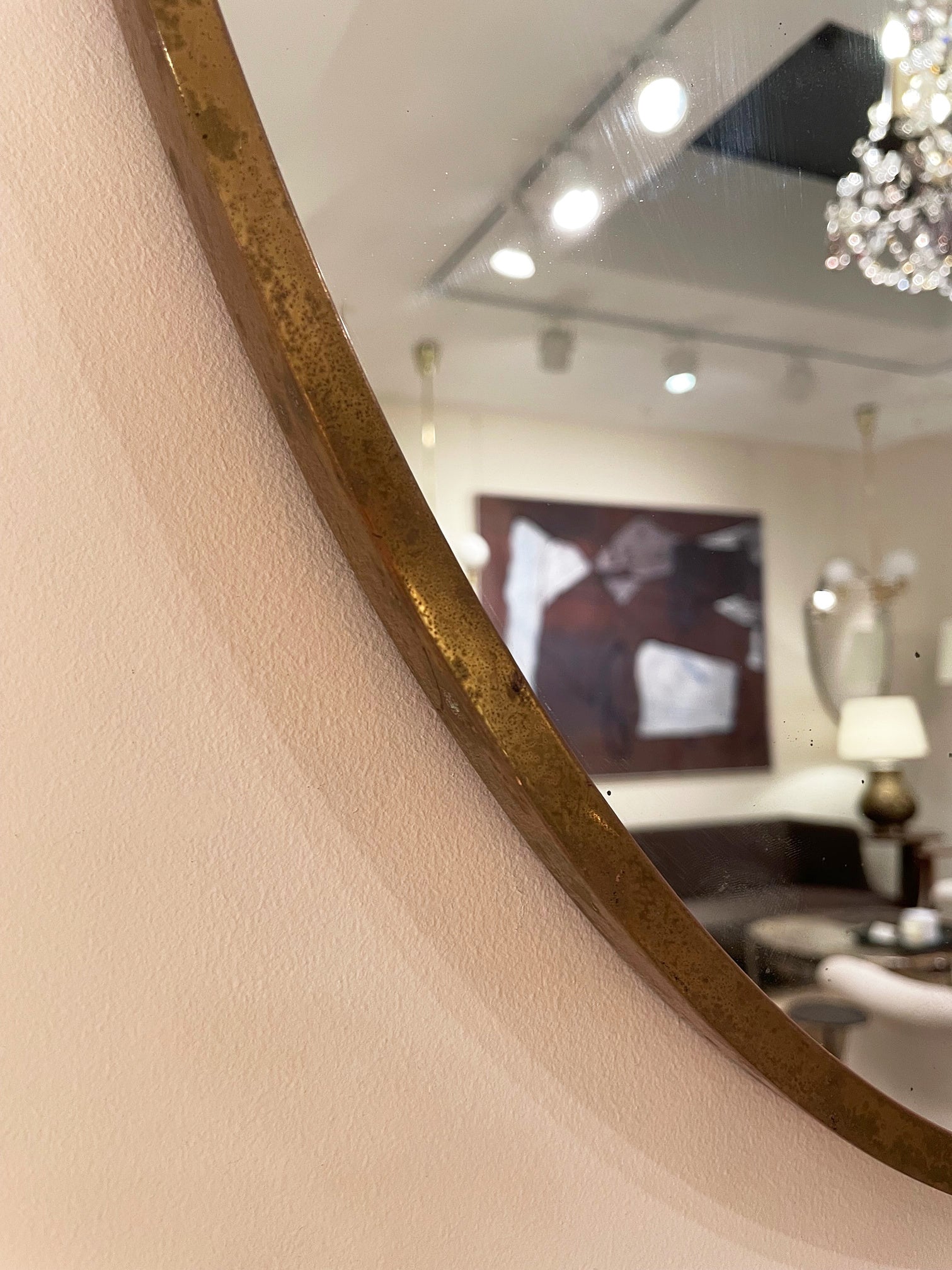 Mid-Century Brass Shield Mirror