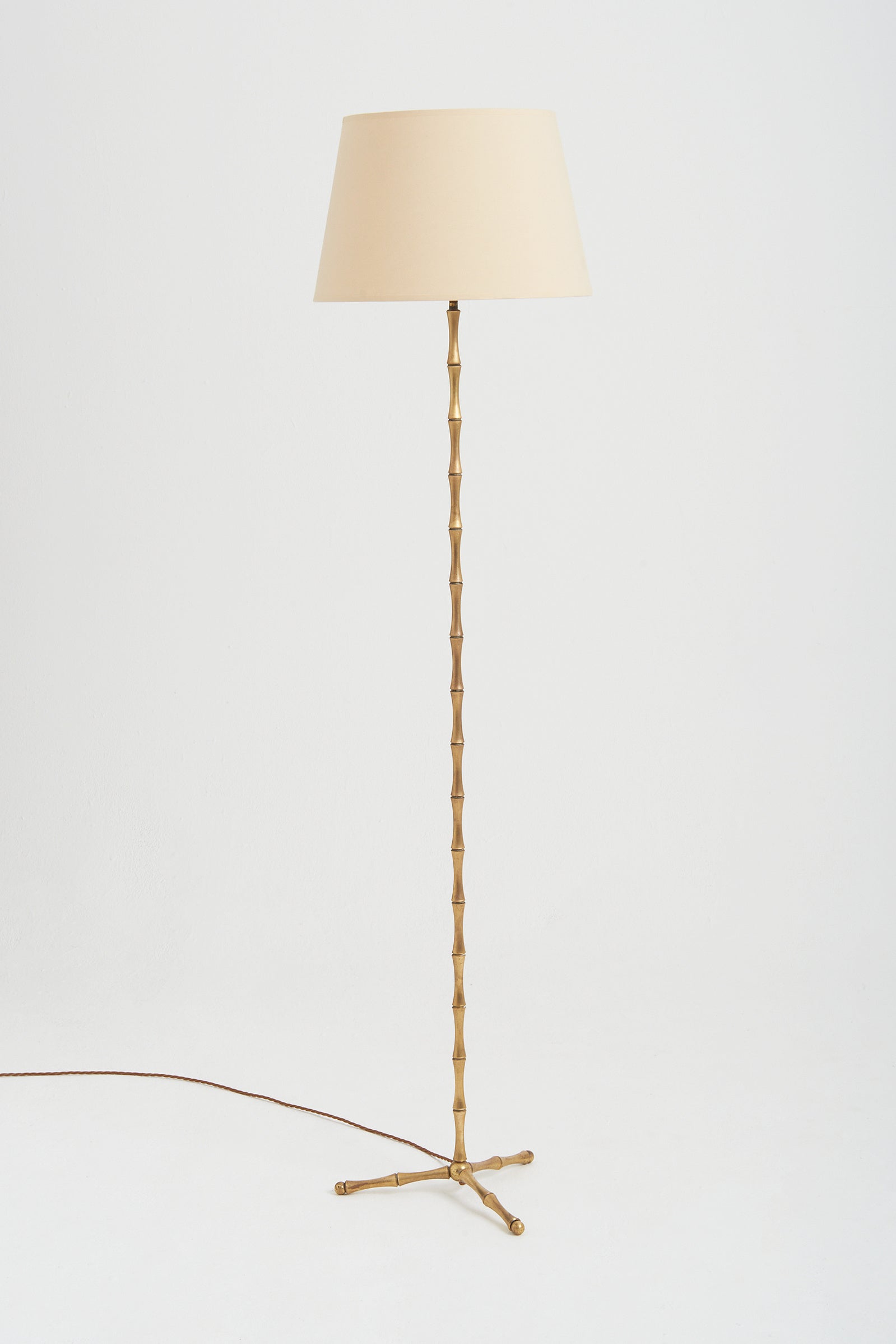 7979- Mid-Century Brass Bamboo Floor Lamp