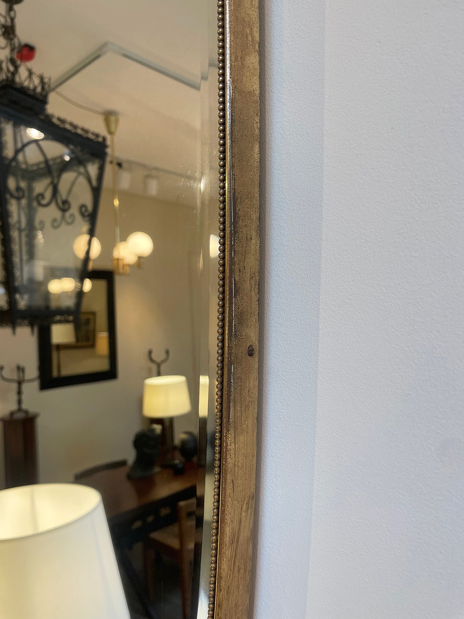 Mid-Century Brass Shield Mirror