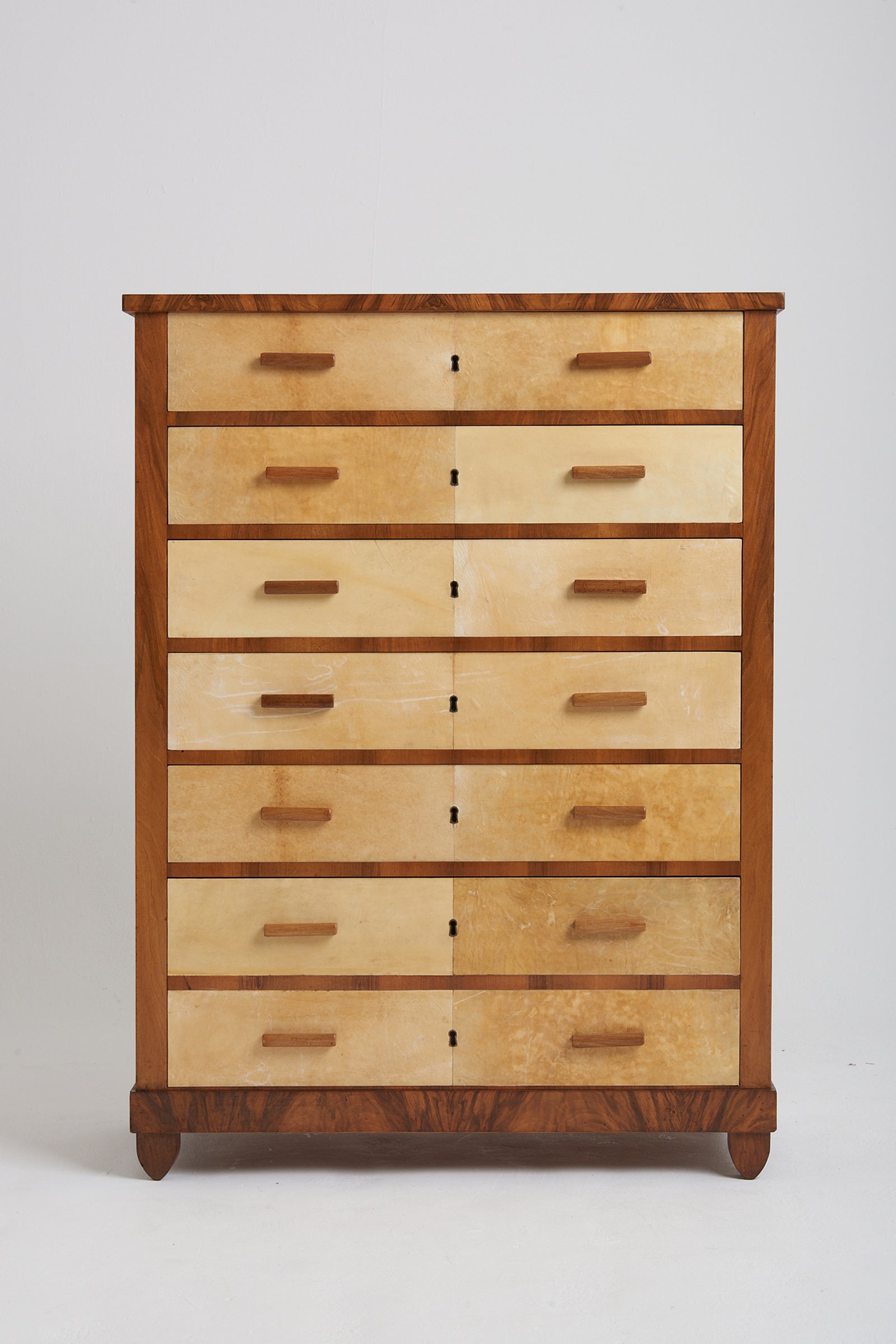 7984- Art Deco Walnut and Velum Chest of Drawers